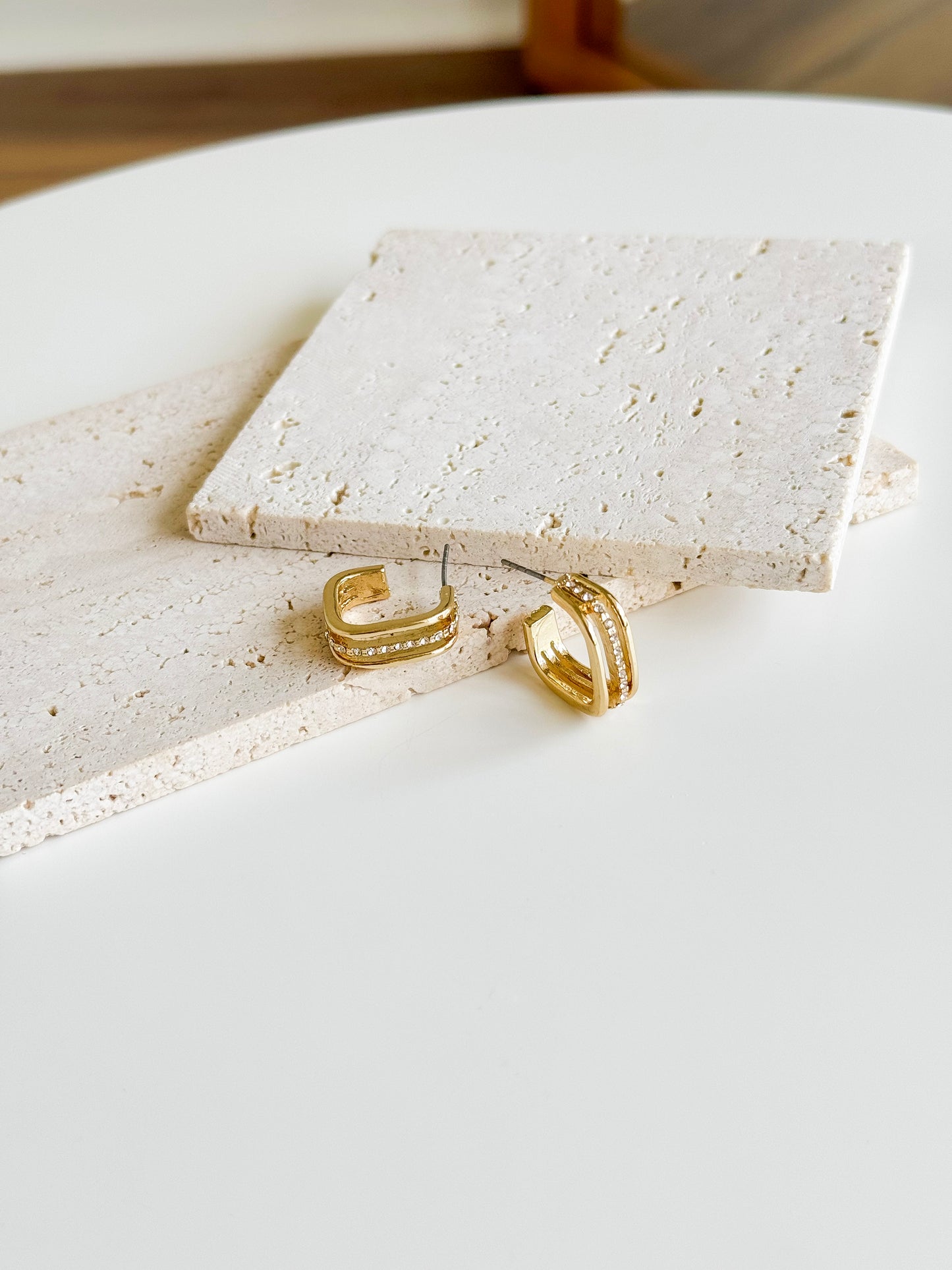 Mini Square Rhinestone Earrings