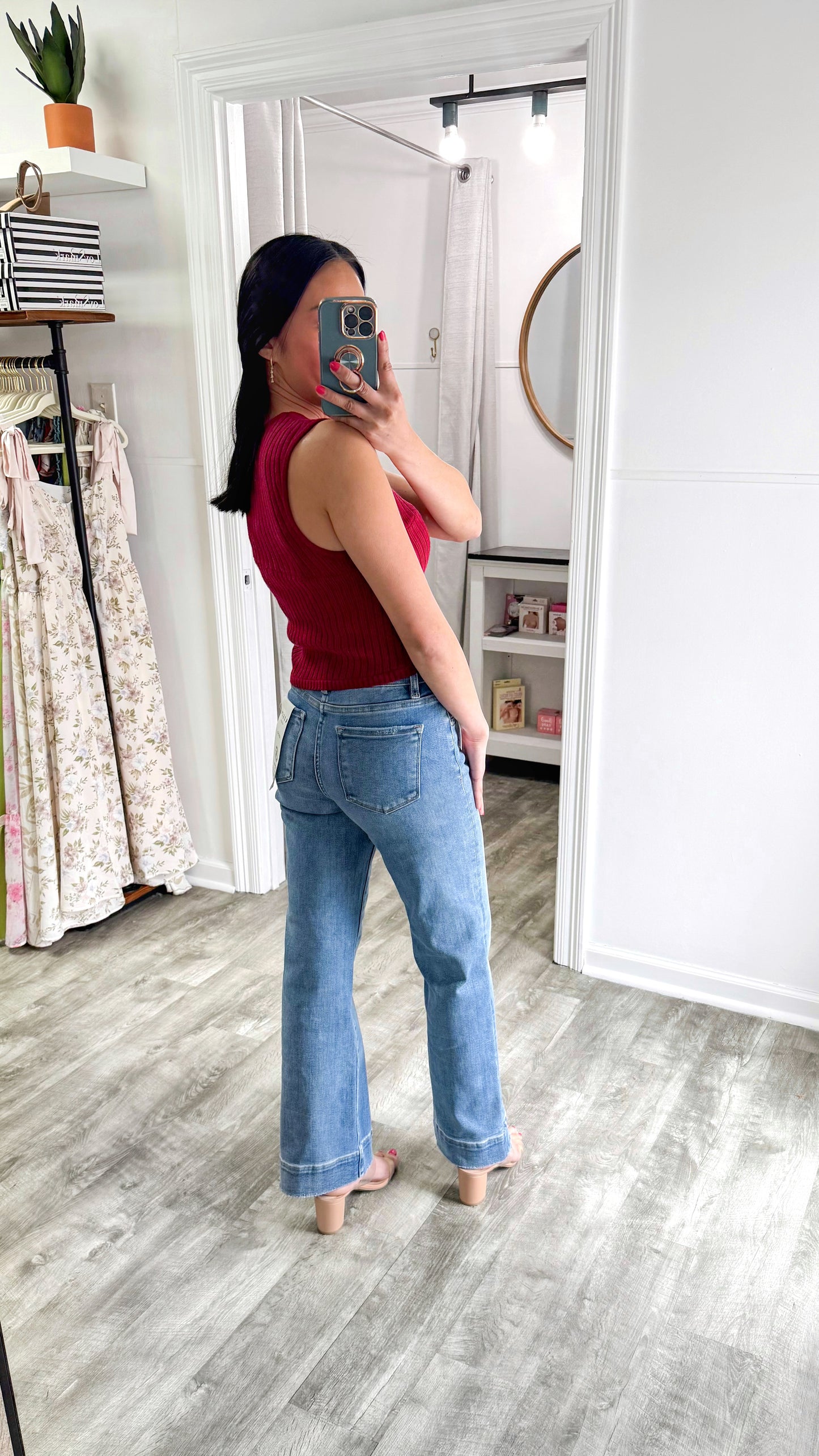 Tummy Control Hem Ankle Wide Denim