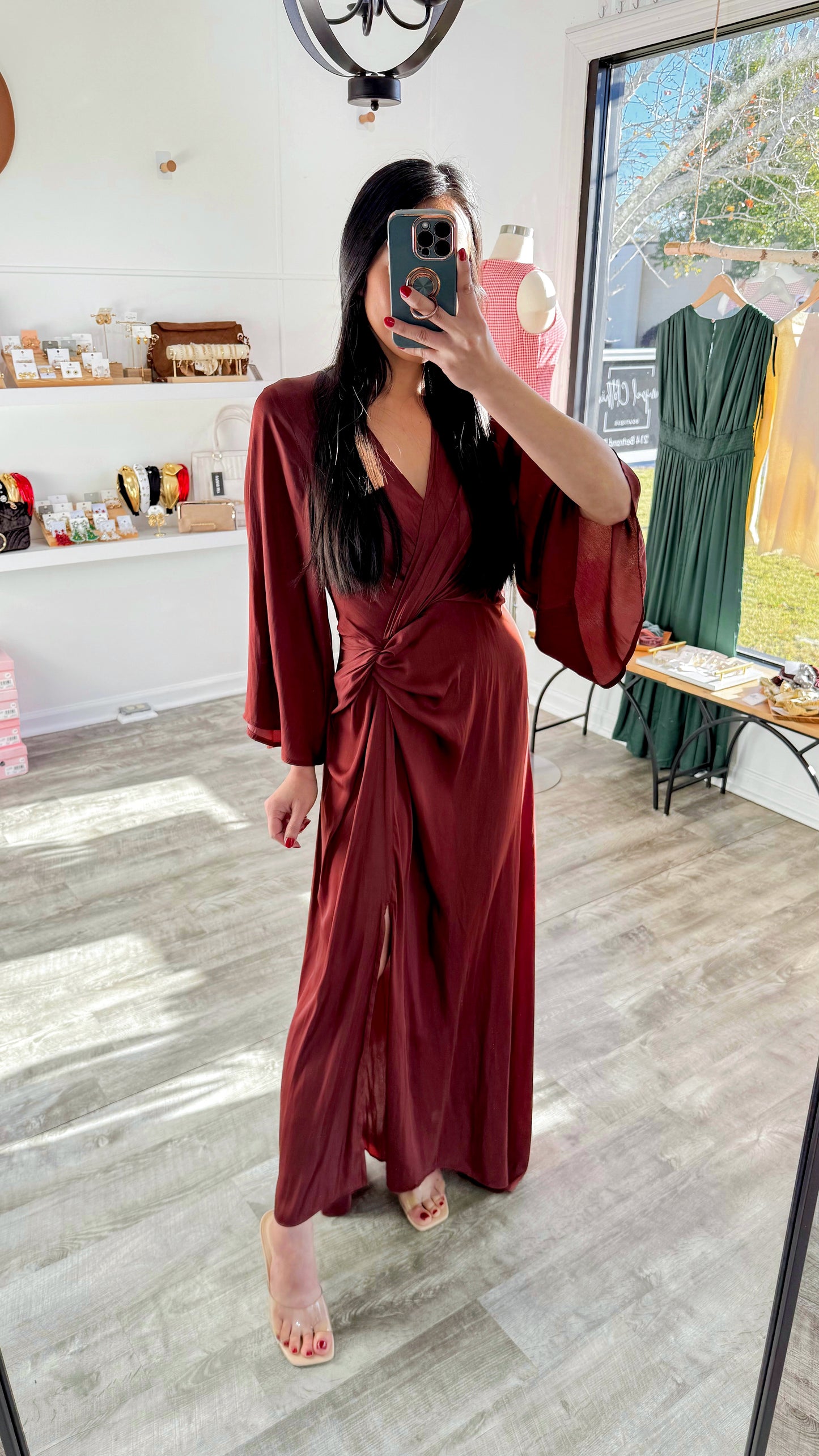Vino Side Gathered Satin Dress