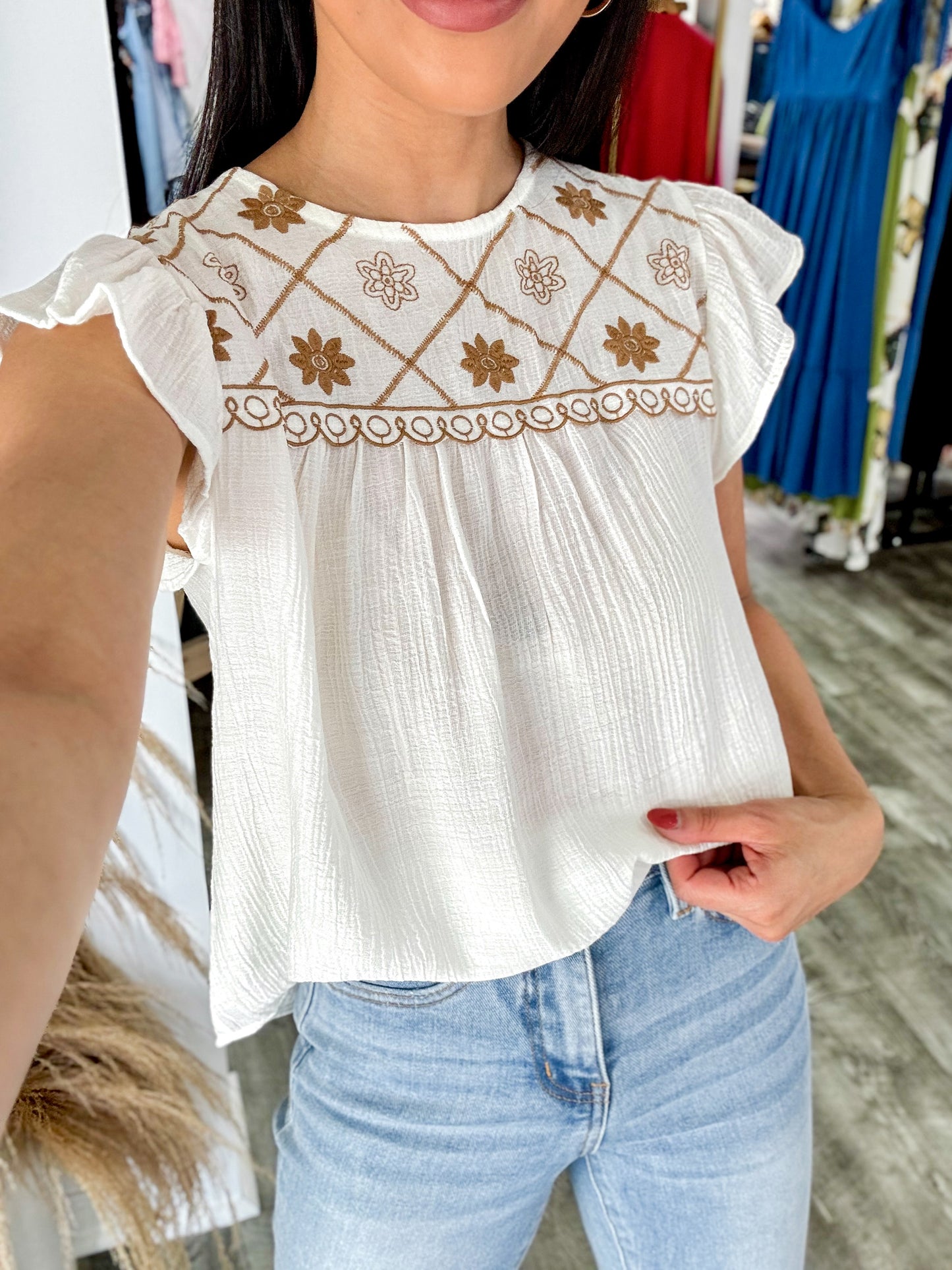 All About Dainty Florals Blouse- Ivory