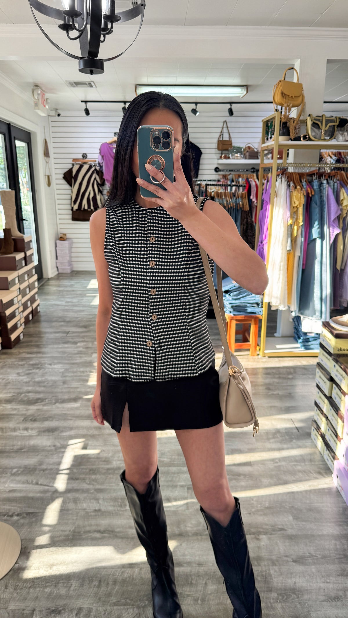 Textured Stripe Vest Top