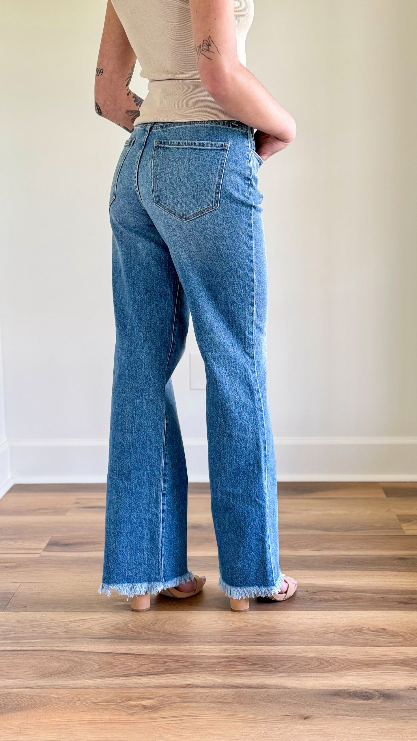 Frayed Wide Leg Denim