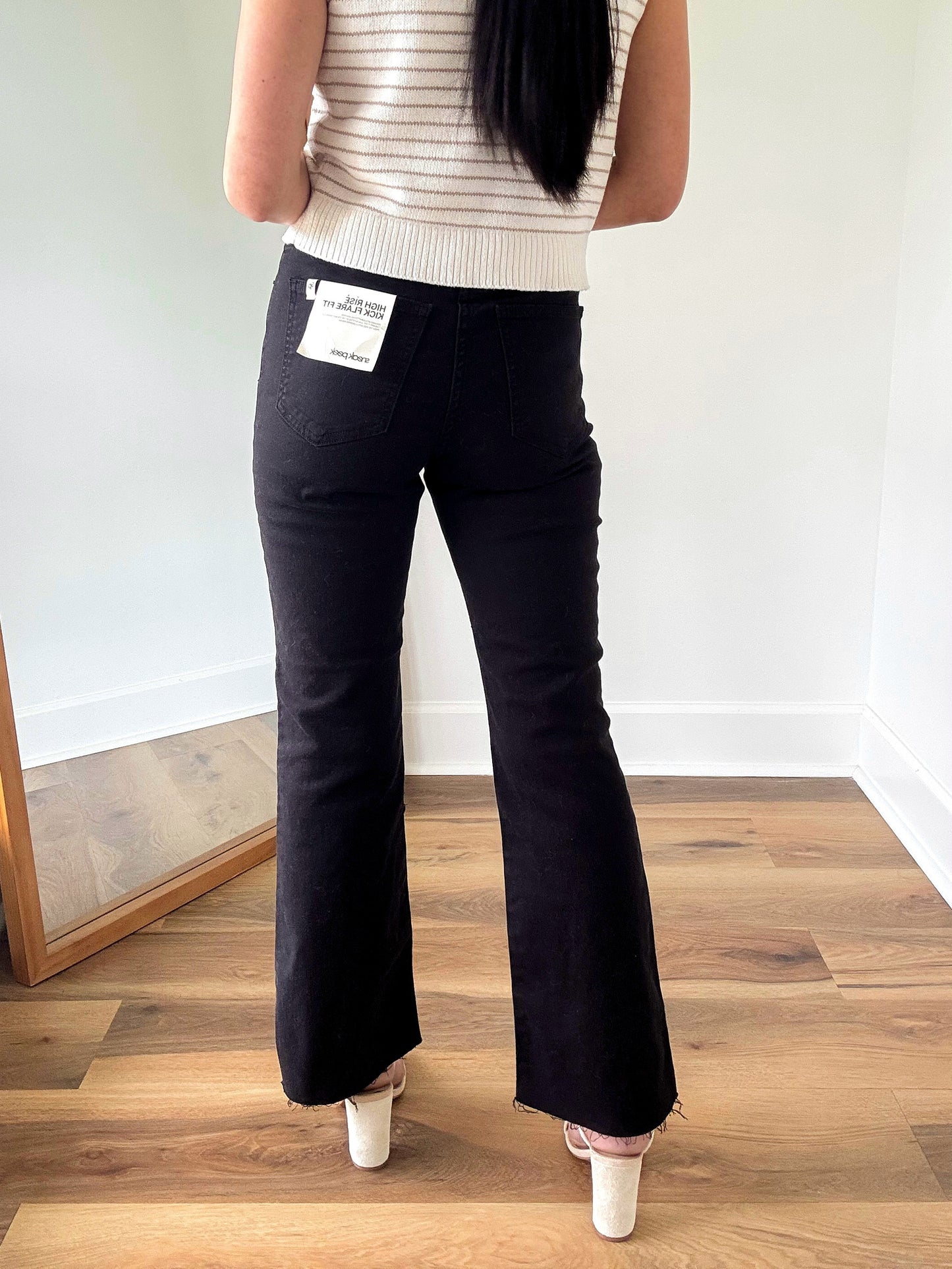 Black Cropped Kick Flares