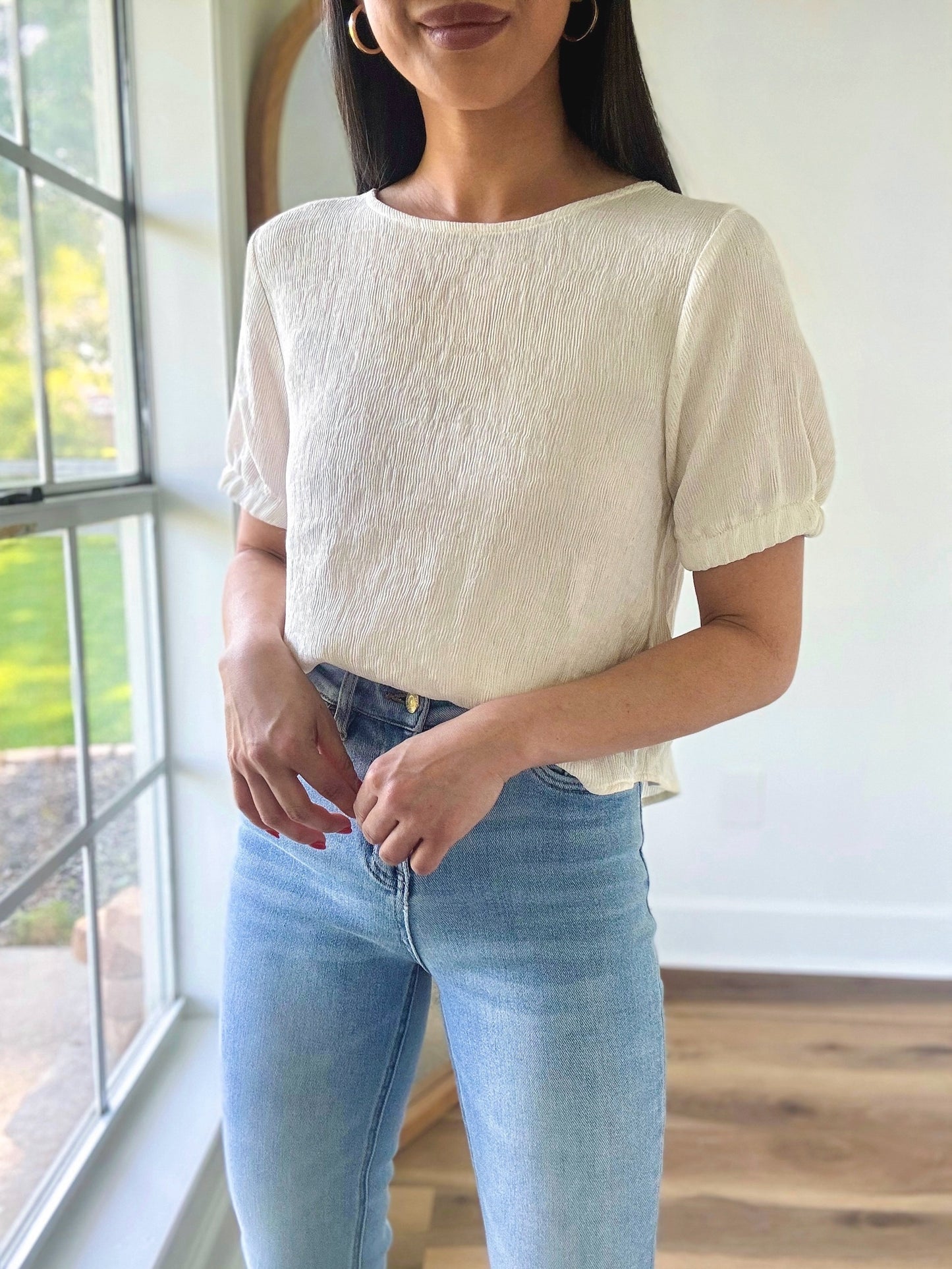 Back Bow Tie Top- Natural