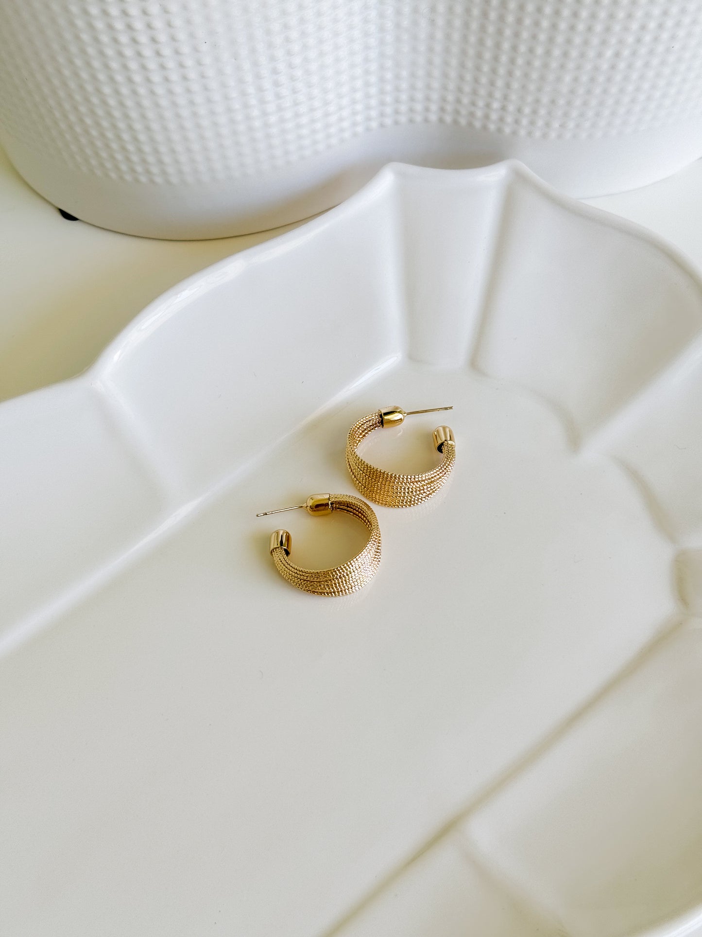 Lined Textured Hoop Earrings