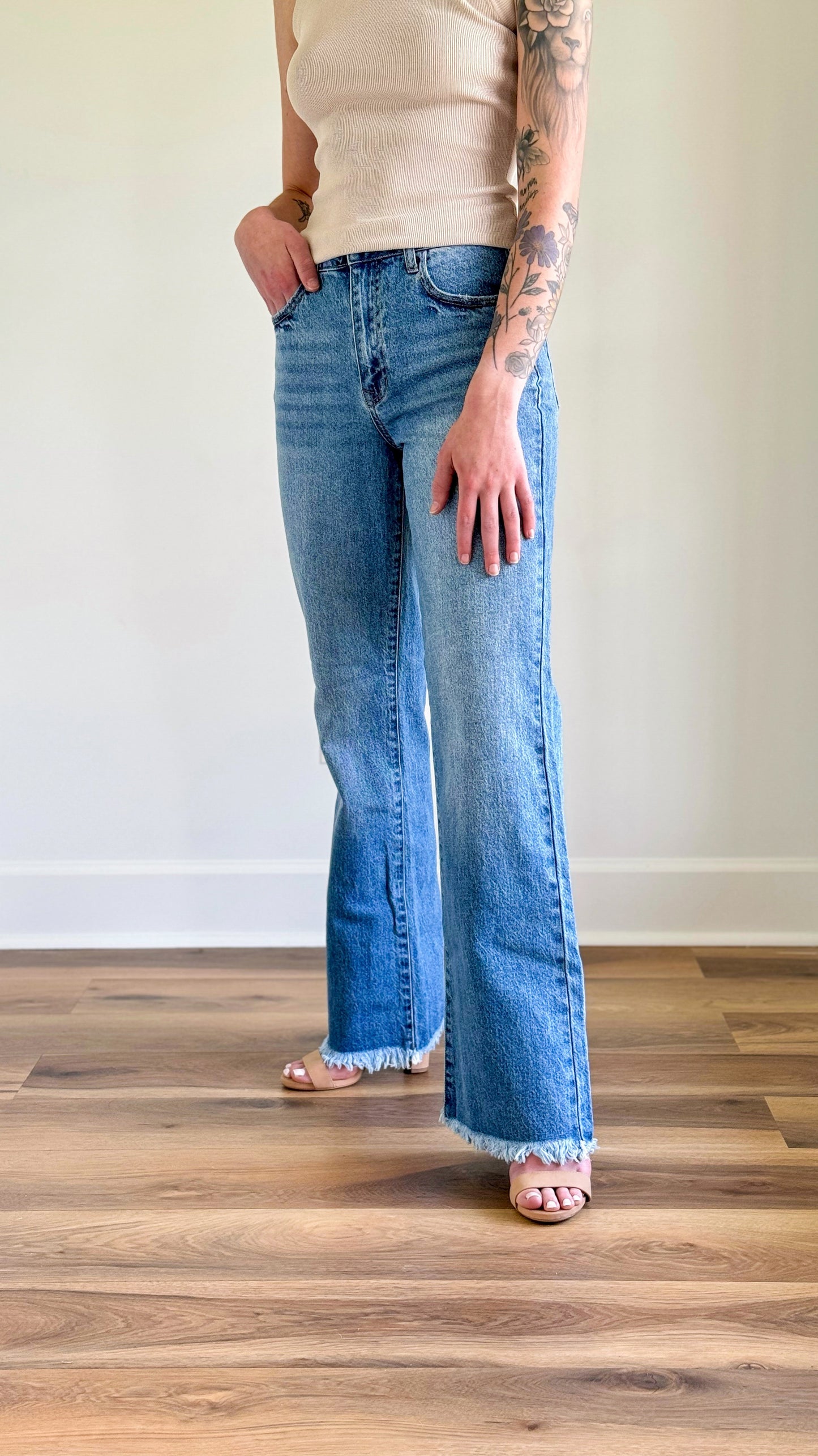 Frayed Wide Leg Denim