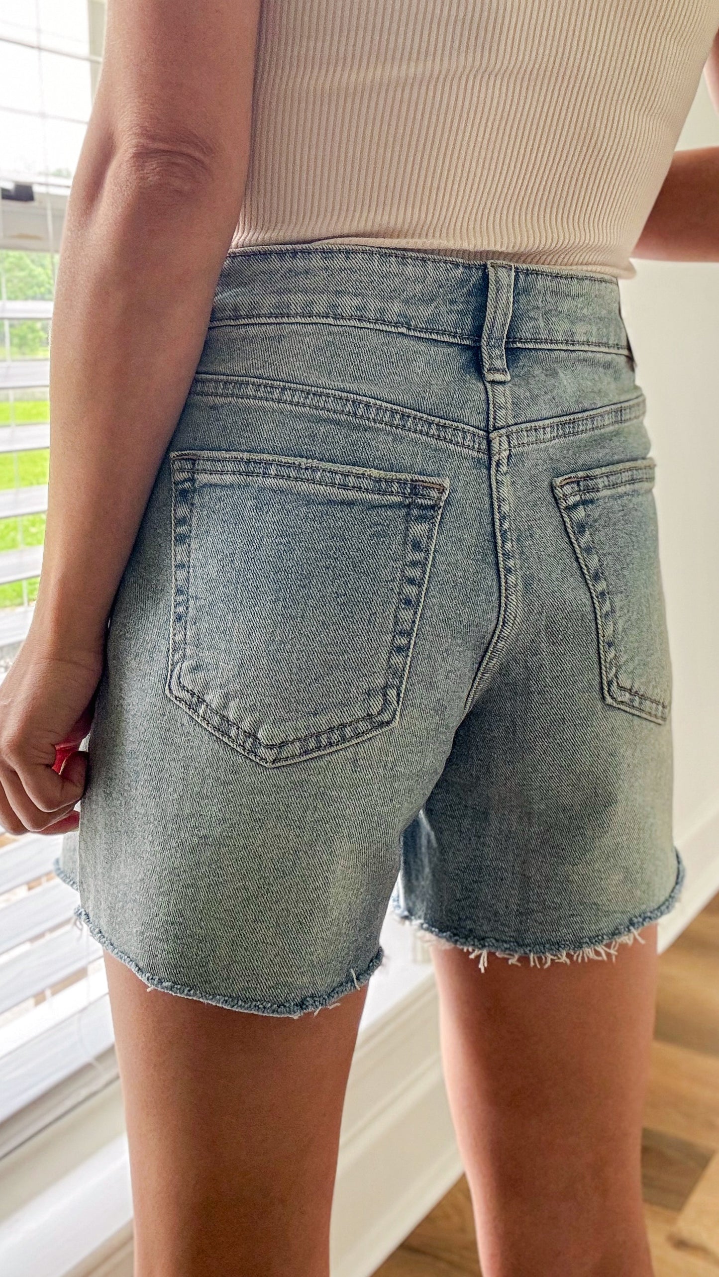 Vintage Charm Adjustable Waist Denim Shorts