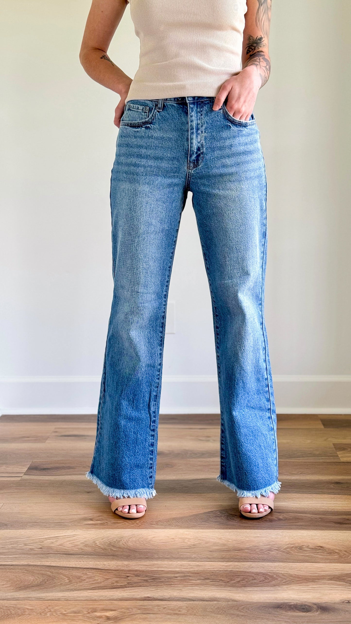 Frayed Wide Leg Denim