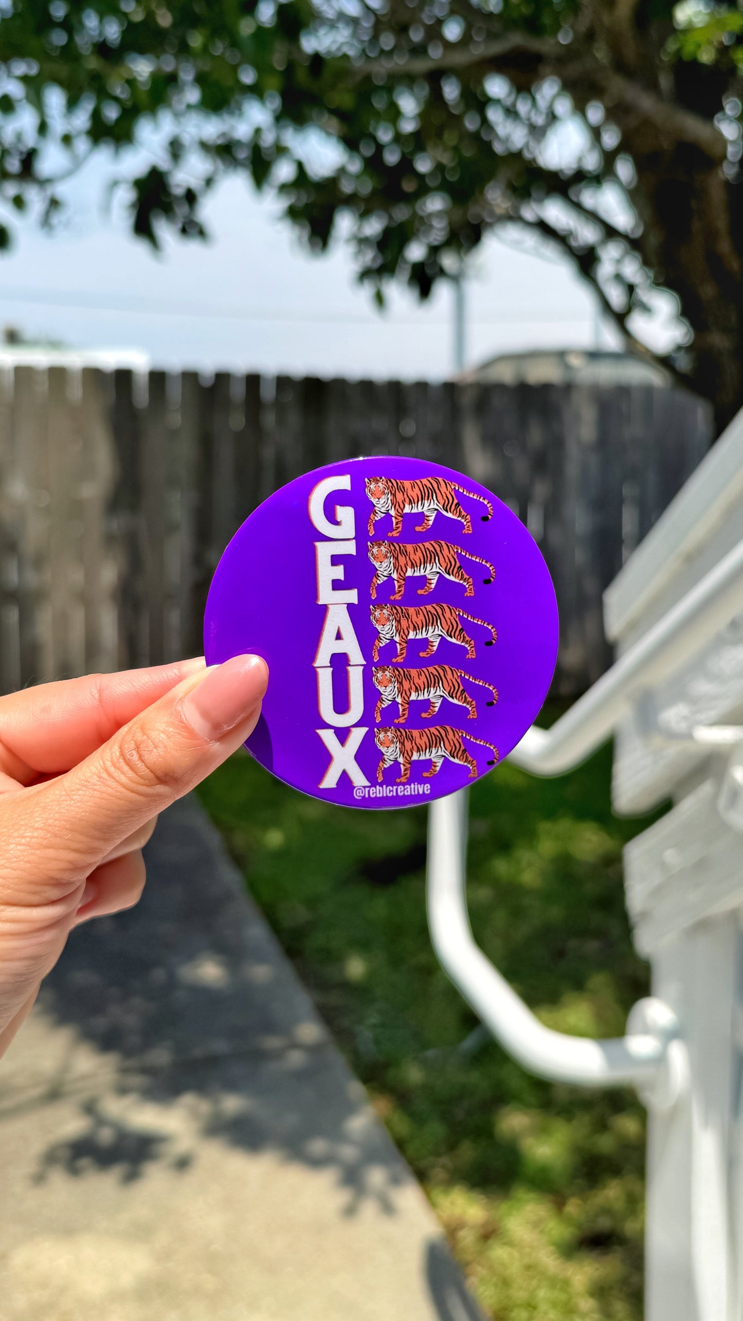 Geaux Tigers Button- Purple
