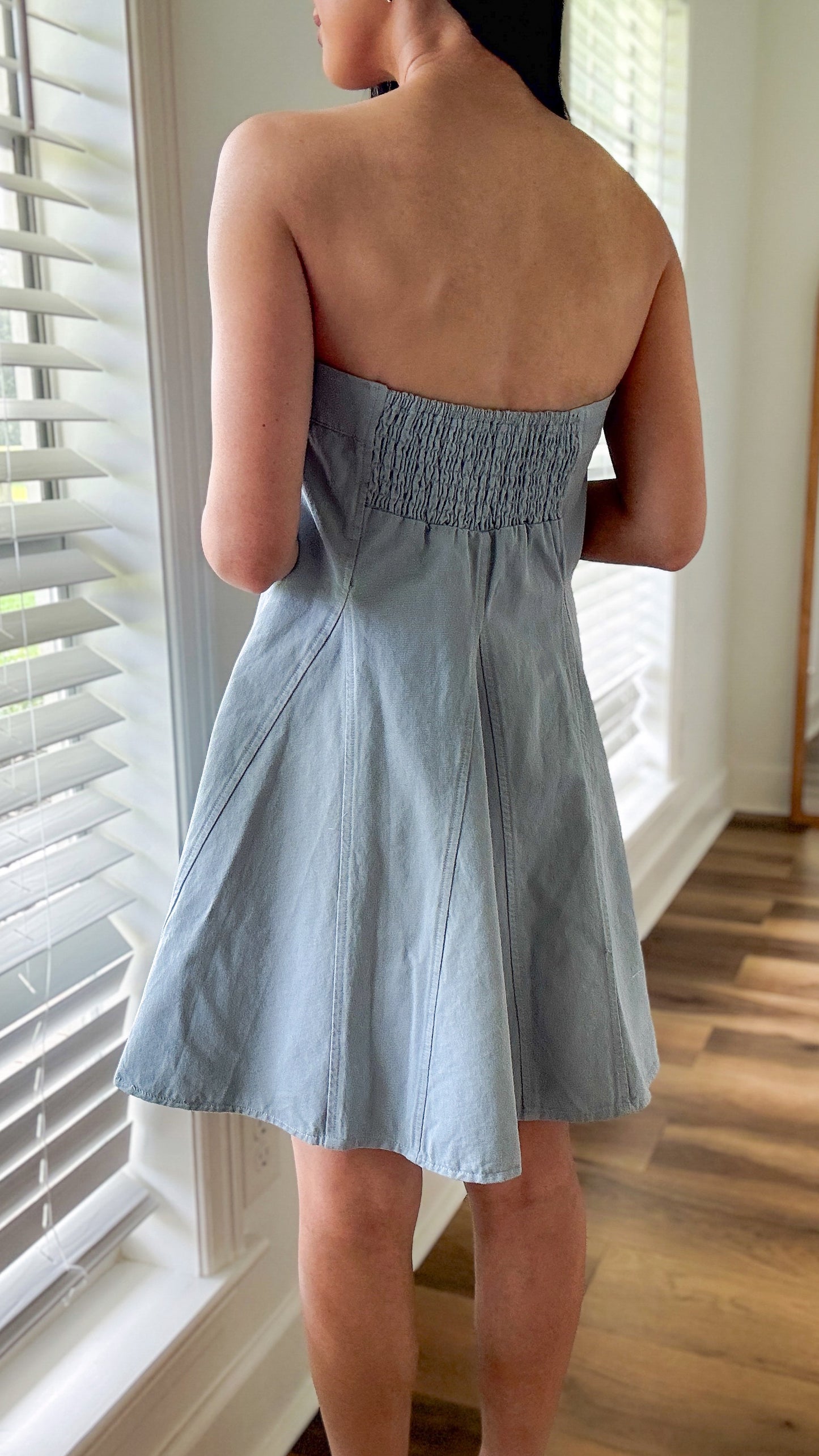 Twill Strapless Fit & Flare Dress