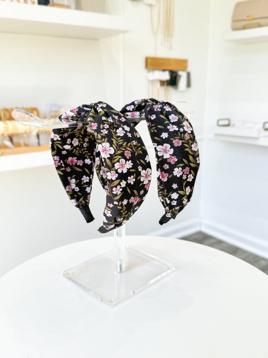 Sweet Floral Headband- Black