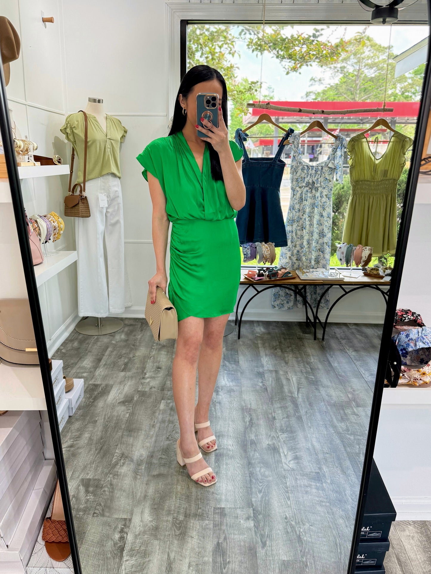 Lexi Emerald Satin Dress