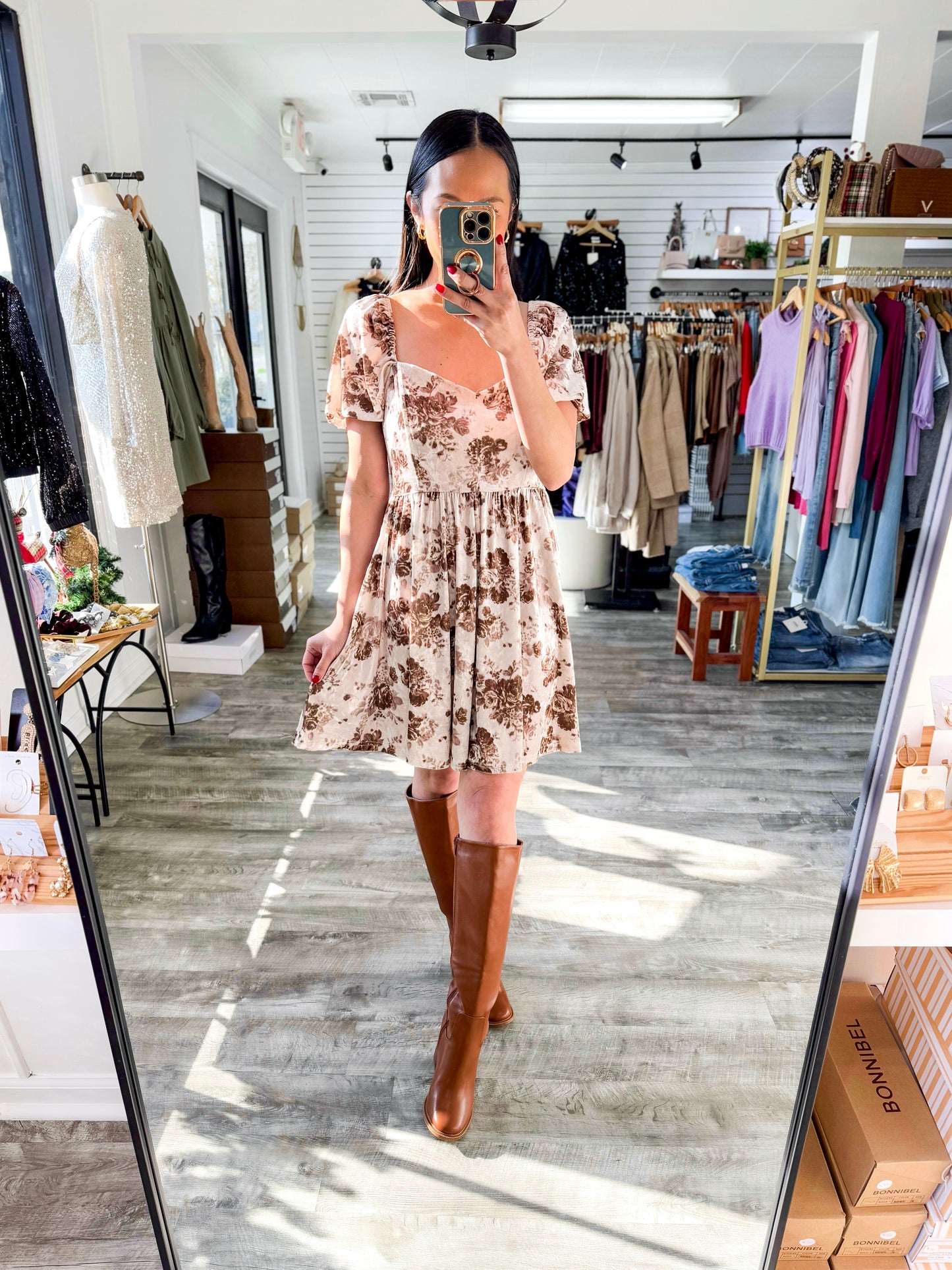Candace Floral Velvet Dress