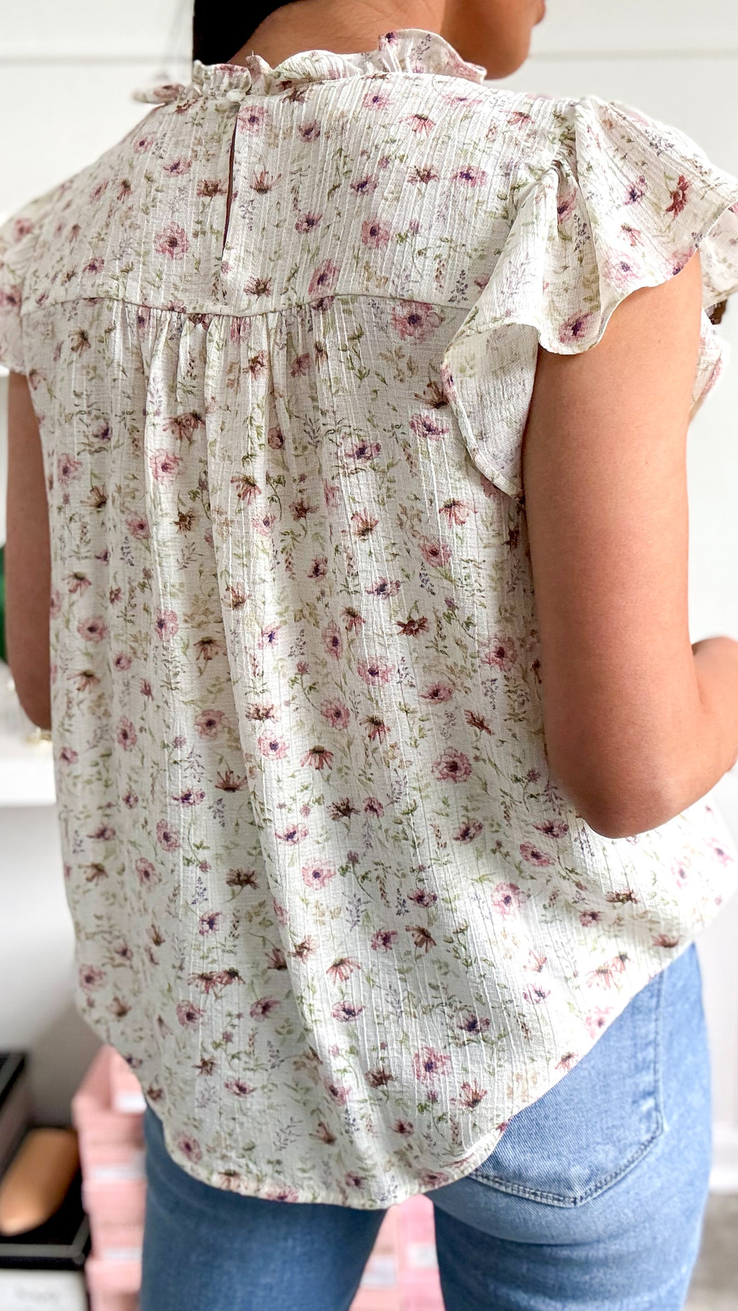 Phoebe Floral Top-Blush