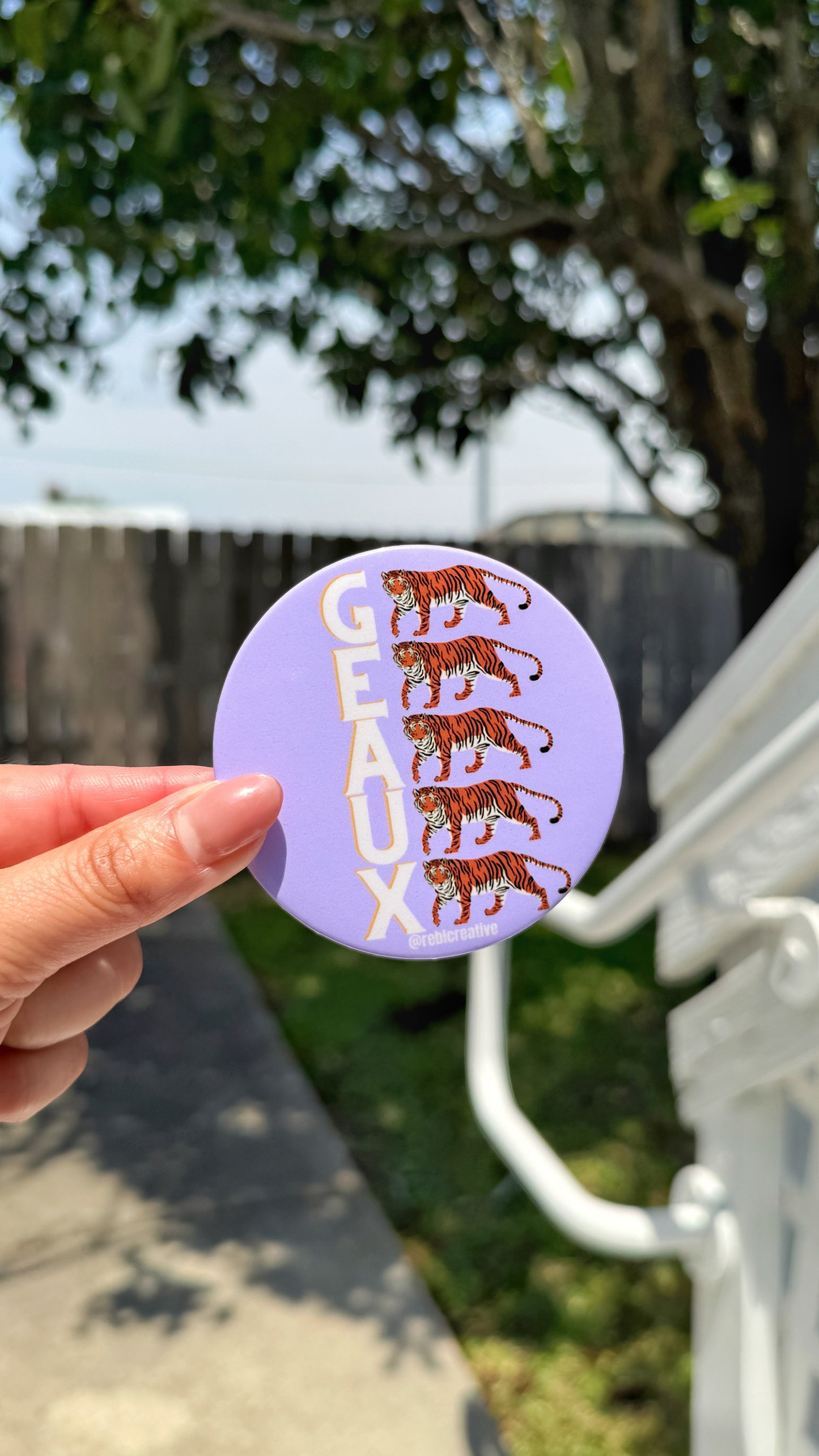 Geaux Tigers Button- Lavender