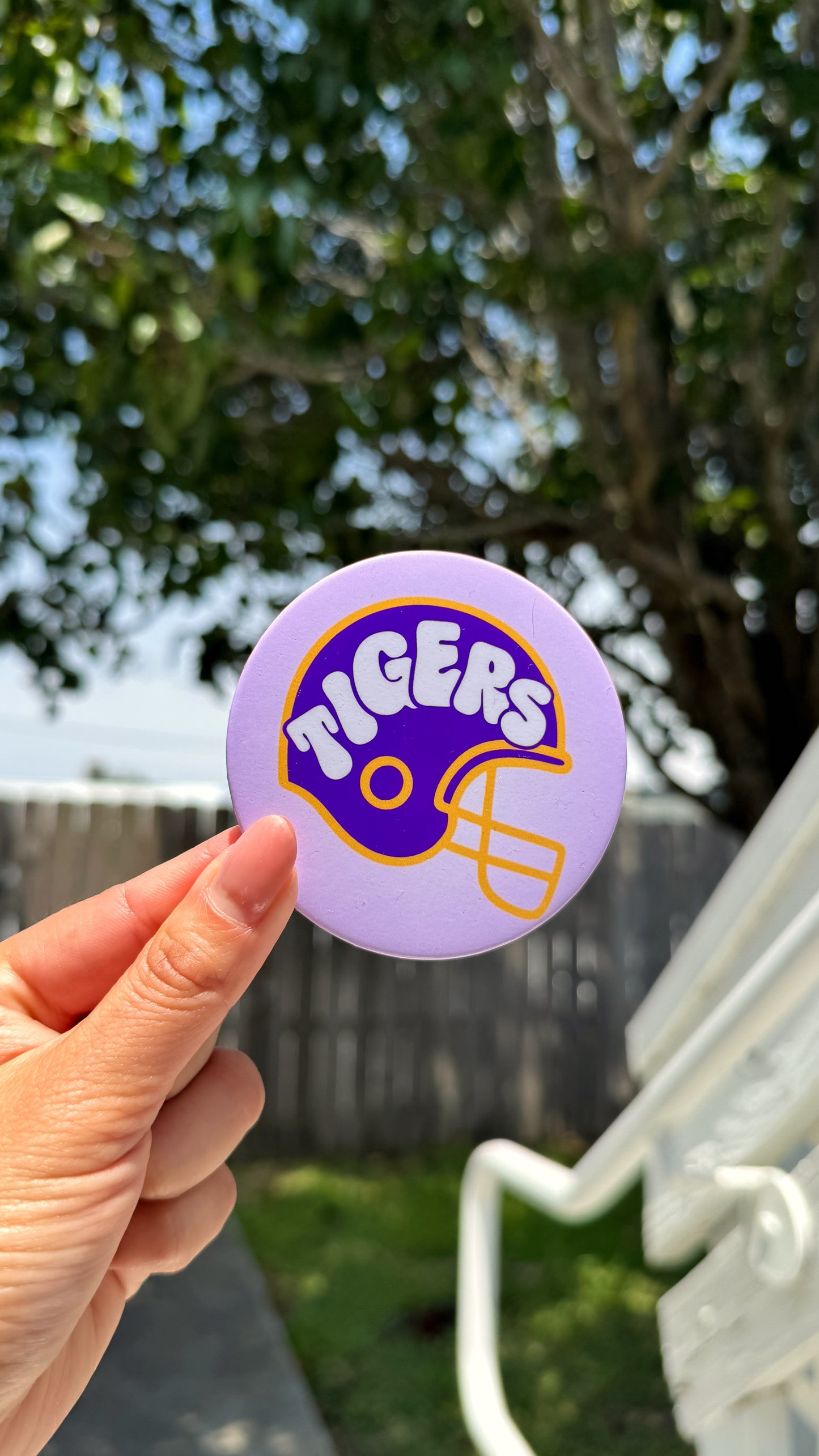 Tigers Helmet Game Day Button