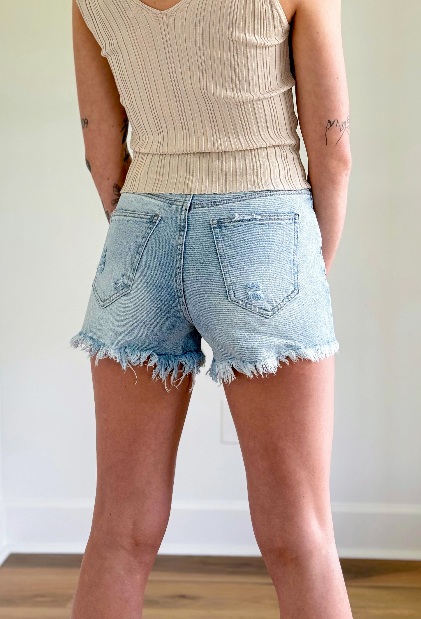 Let’s Festival Frayed Denim Shorts