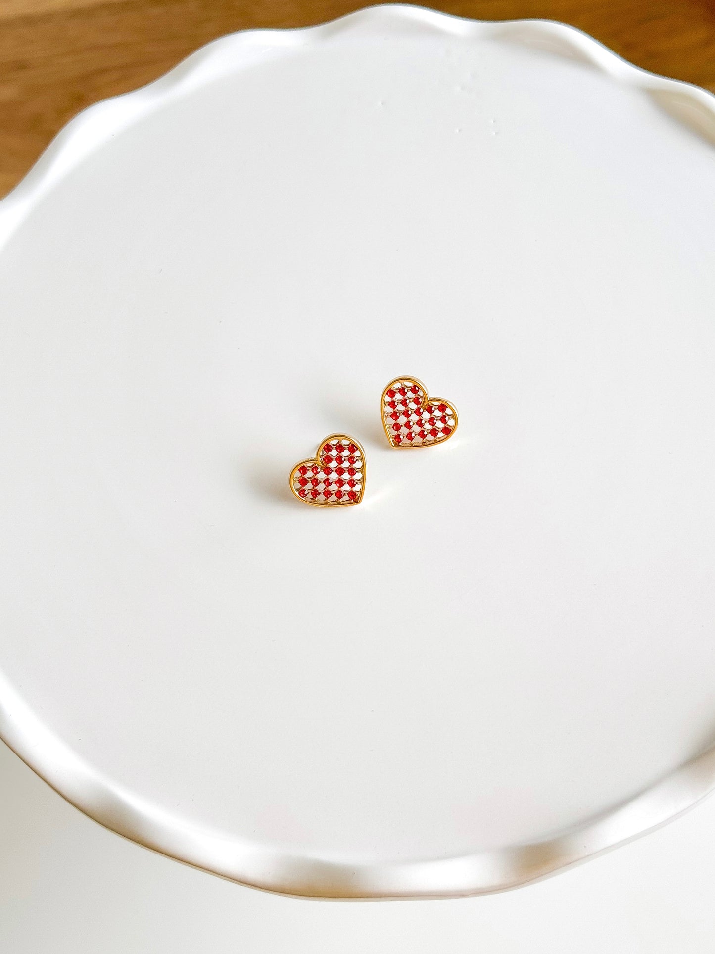 Pave Mesh Heart Stud Earrings