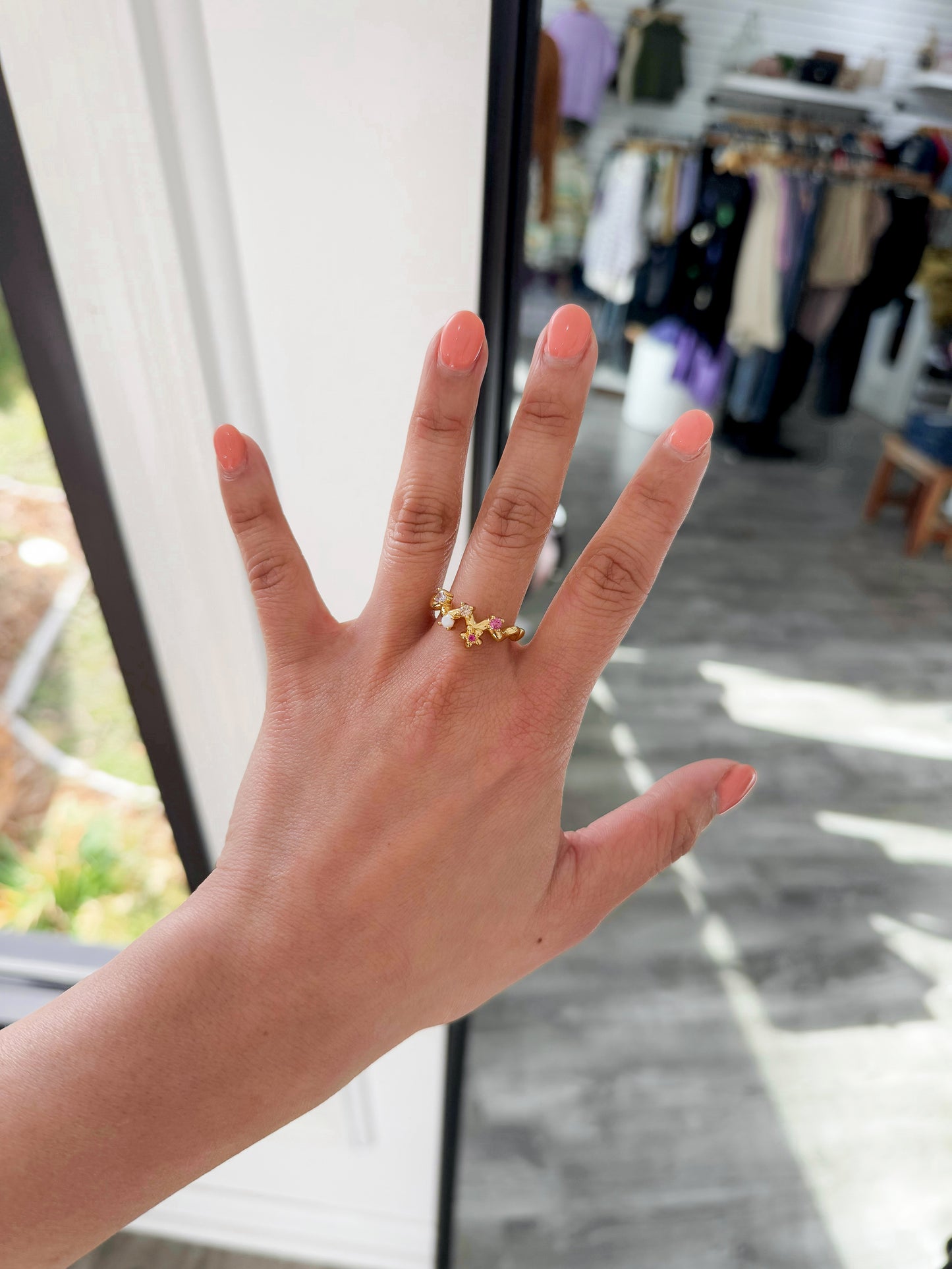 Rhinestone Brass Ring