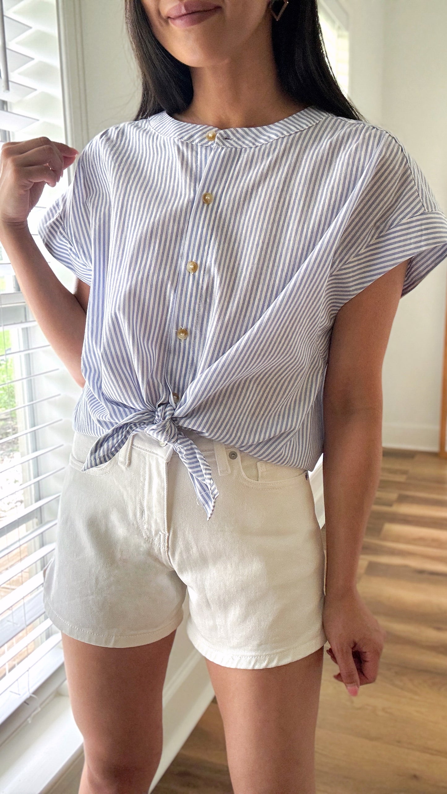 Amie Button Down Top- Blue