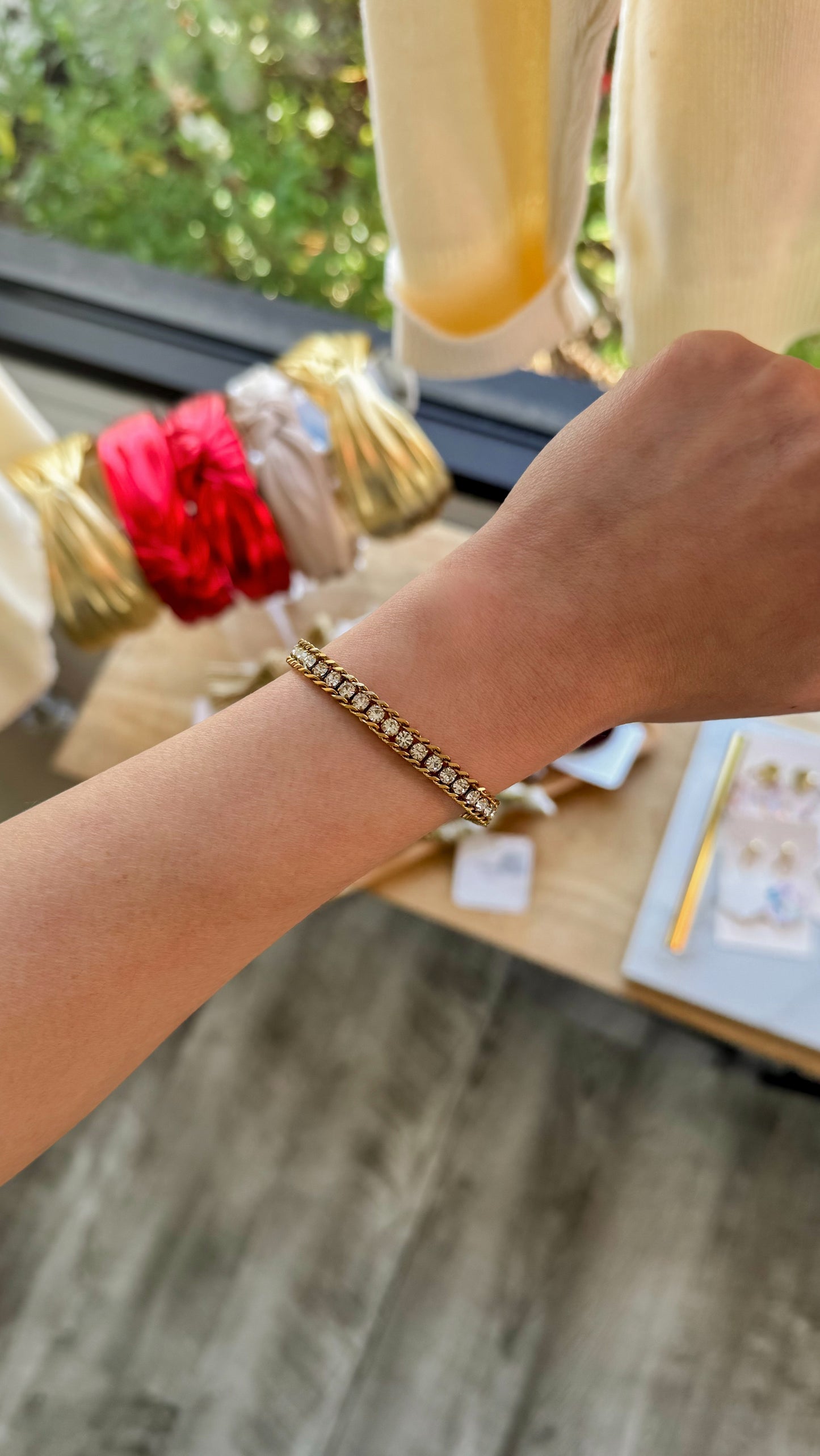 Steel Rhinestone Chain Bracelet