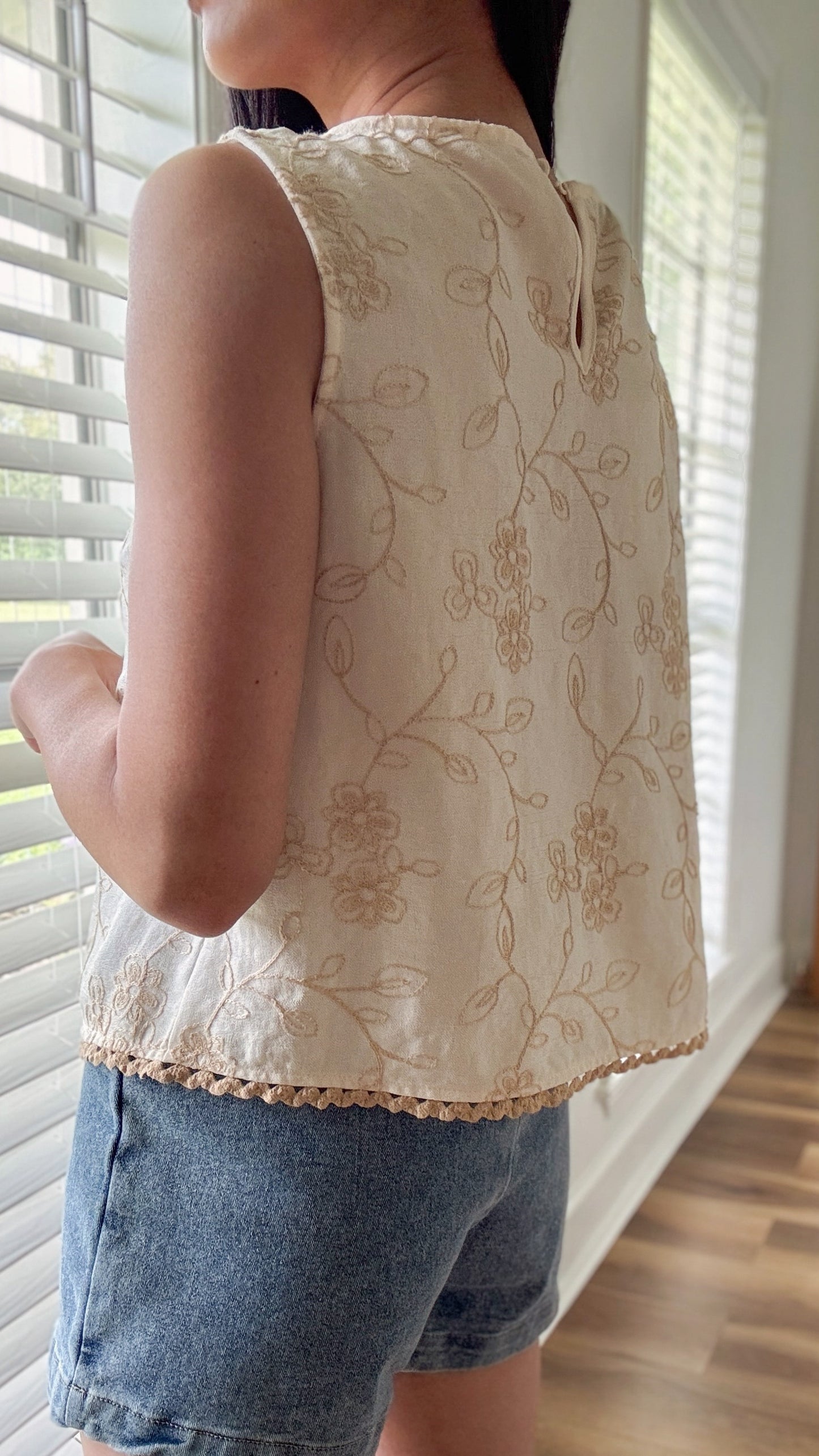 Embroidered Lace Trim Top