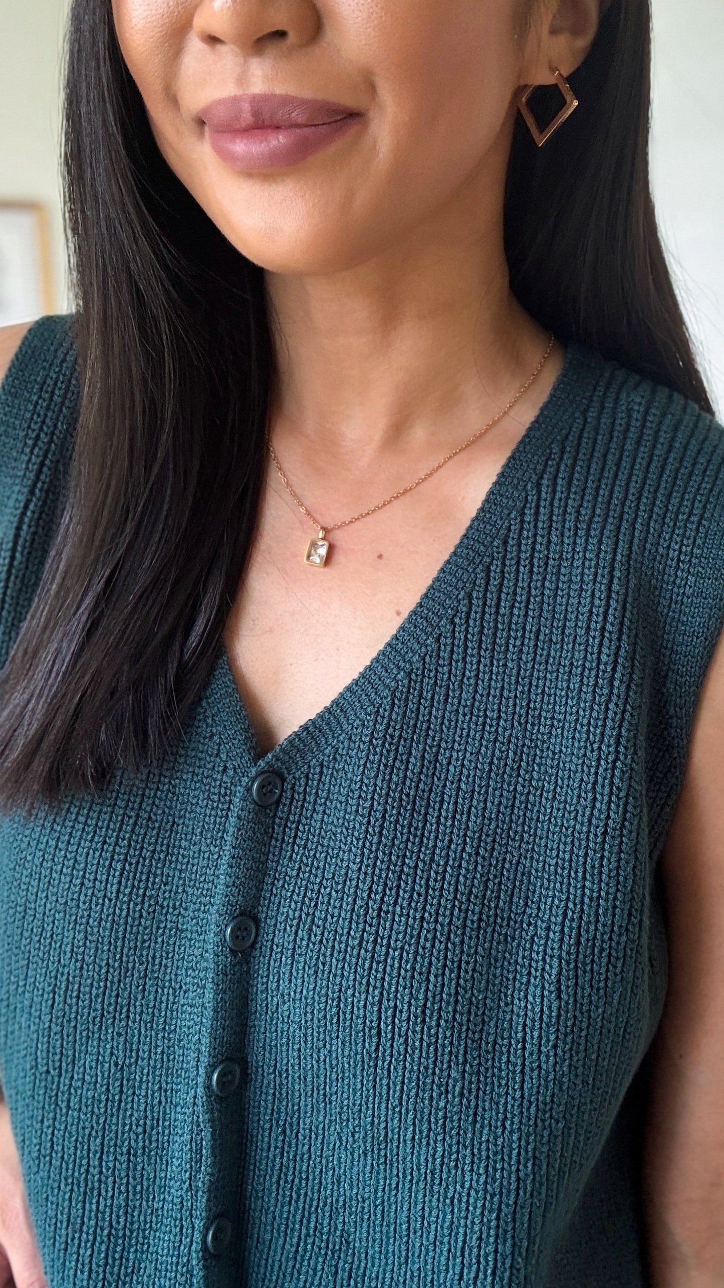 Emerald Cut Stone Necklace