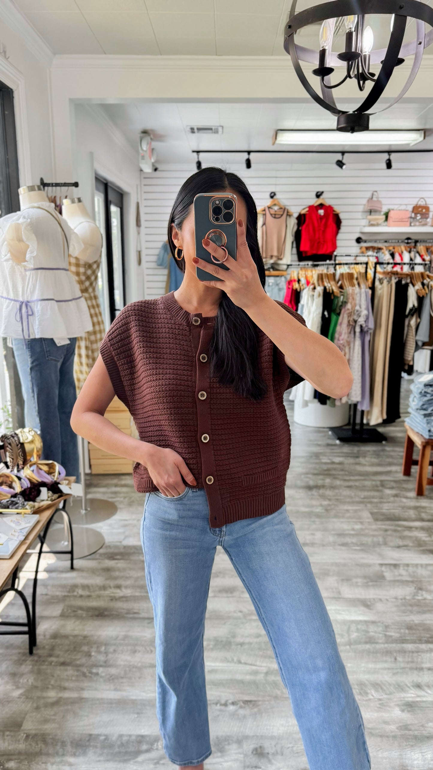 Farrah Cardigan Vest - Chocolate