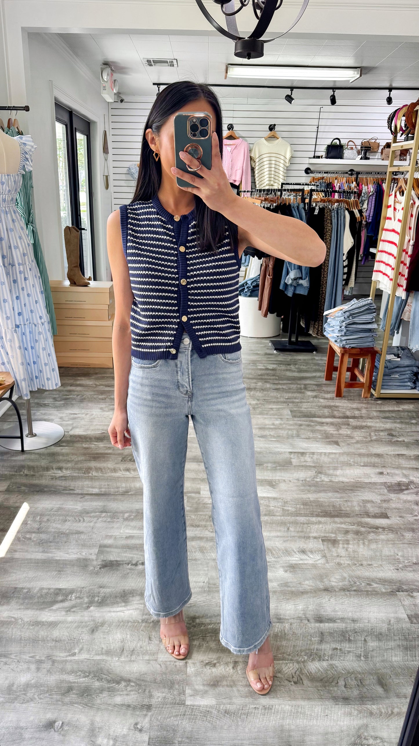 Maggie Knit Cardigan Top- Navy