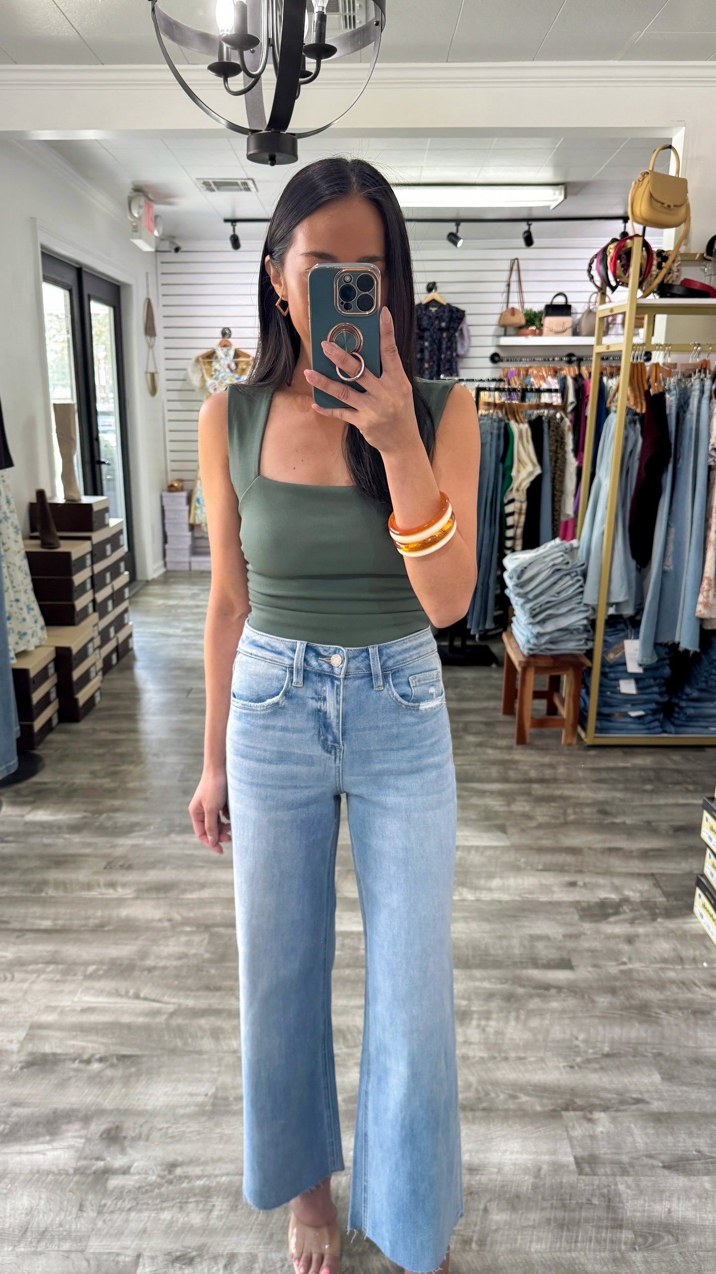 Taylen Ruched Top- Forest