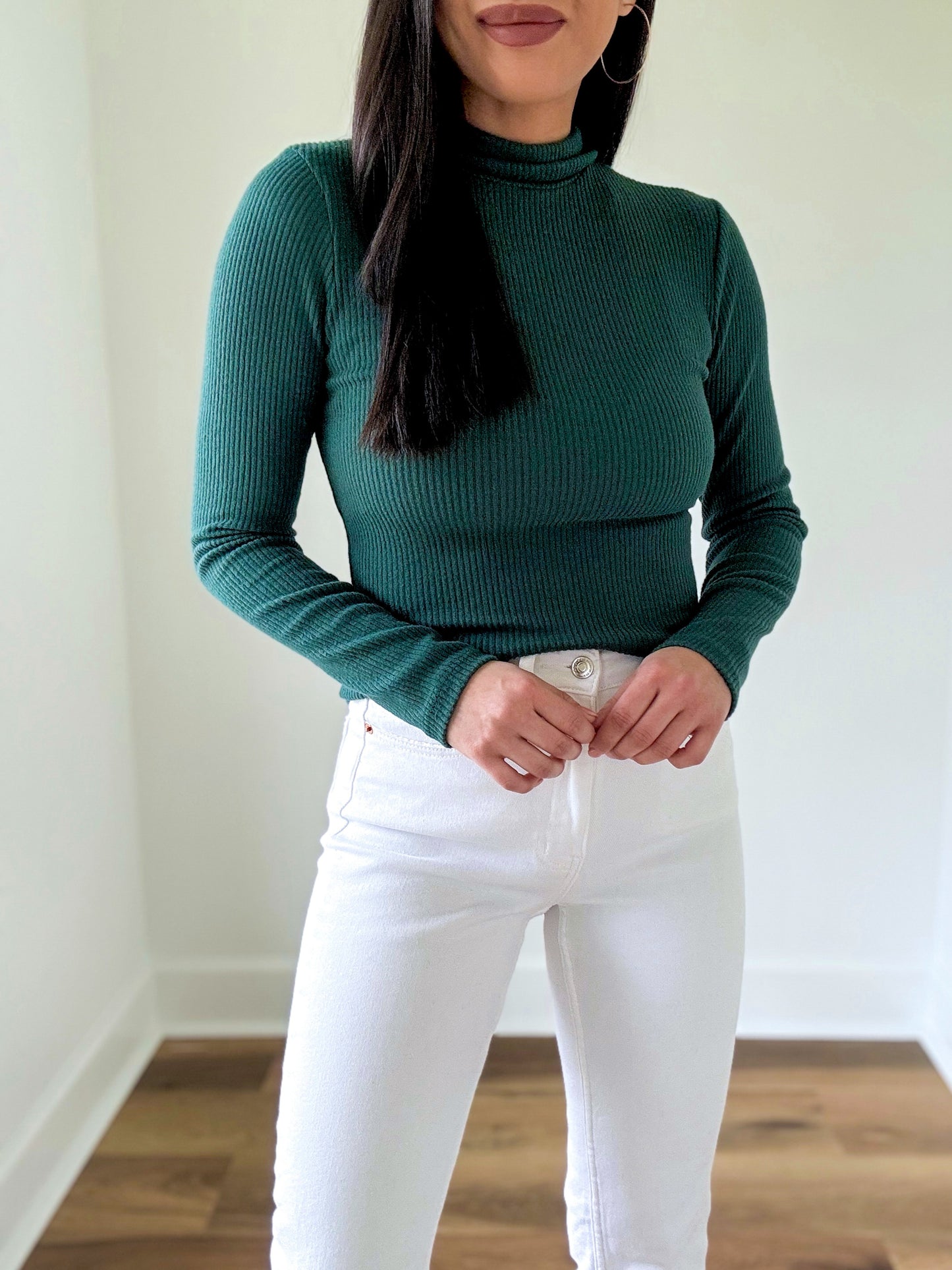 Deep Pine Hacci Ribbed Top