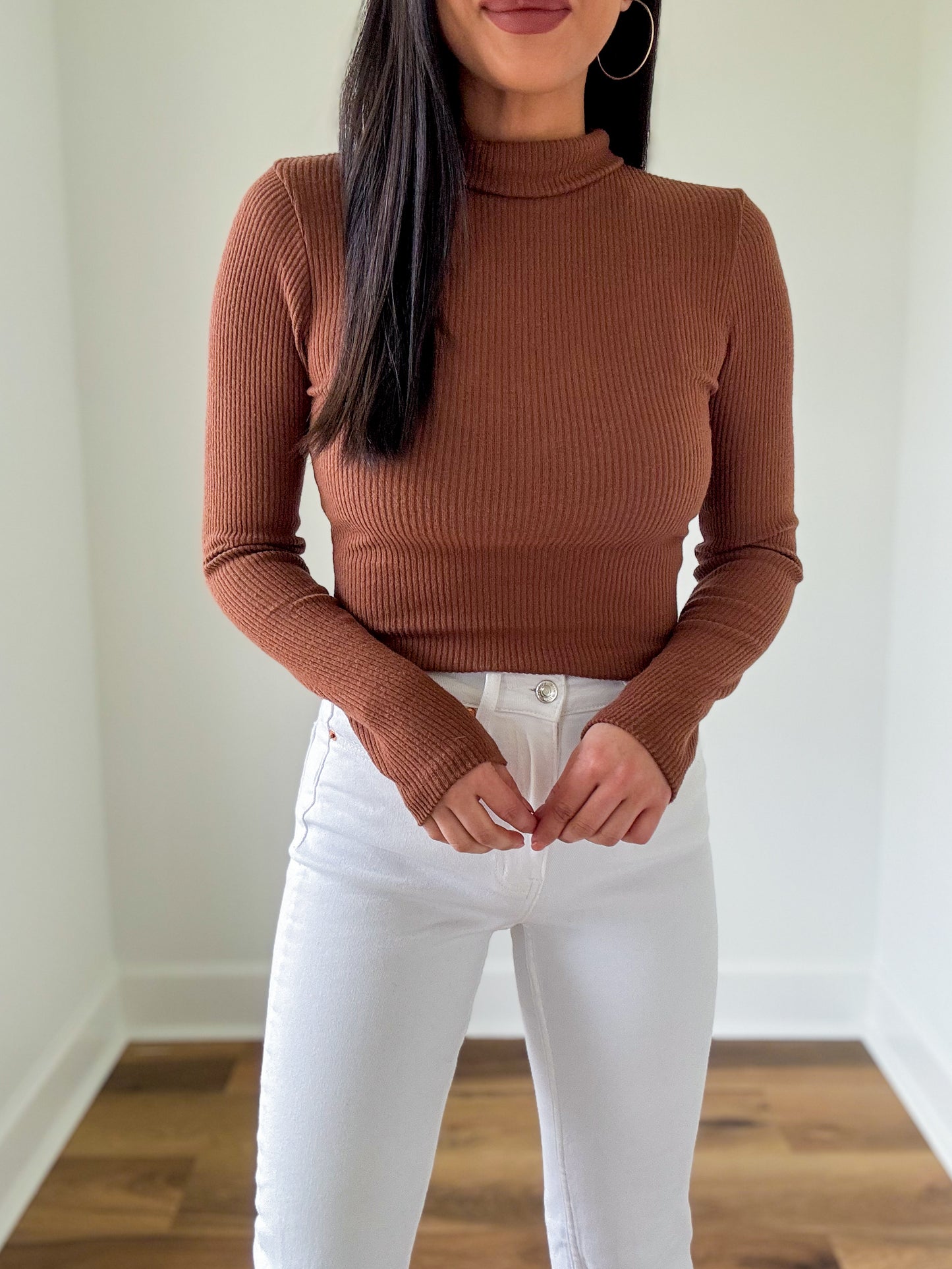 Chocolate Hacci Ribbed Top