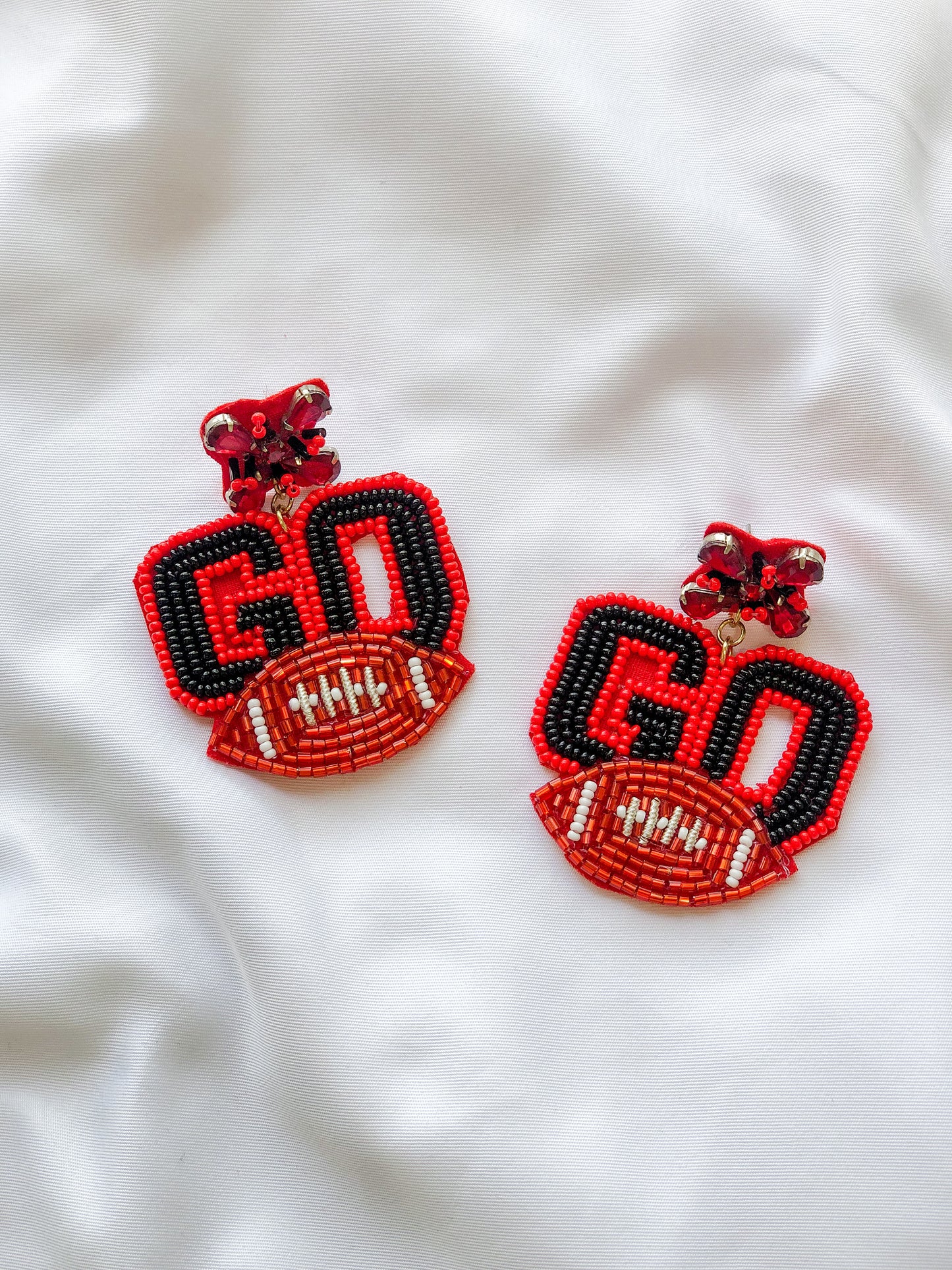 GO Football Earring-Red/Black