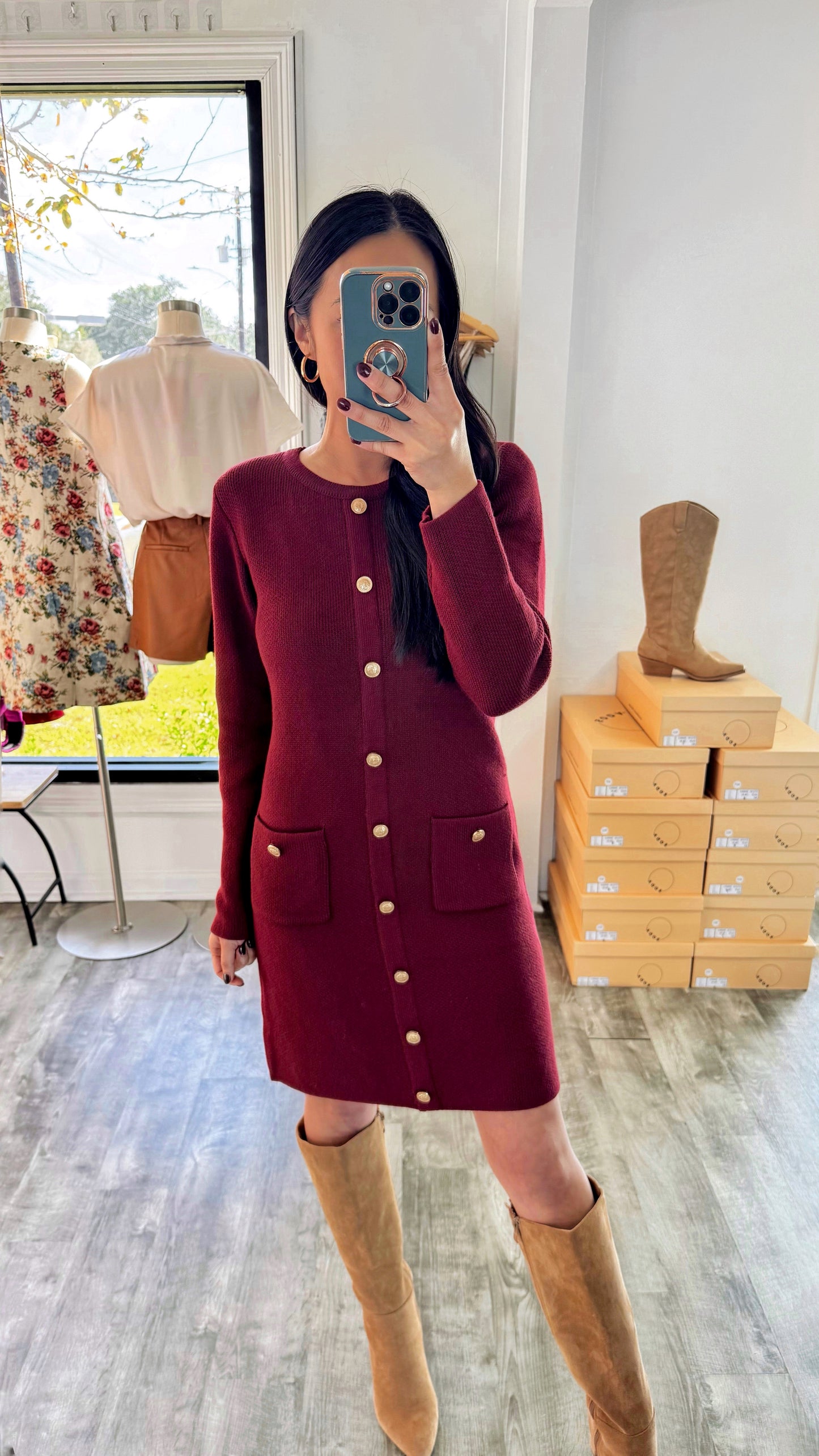 Wine Down Sweater Dress