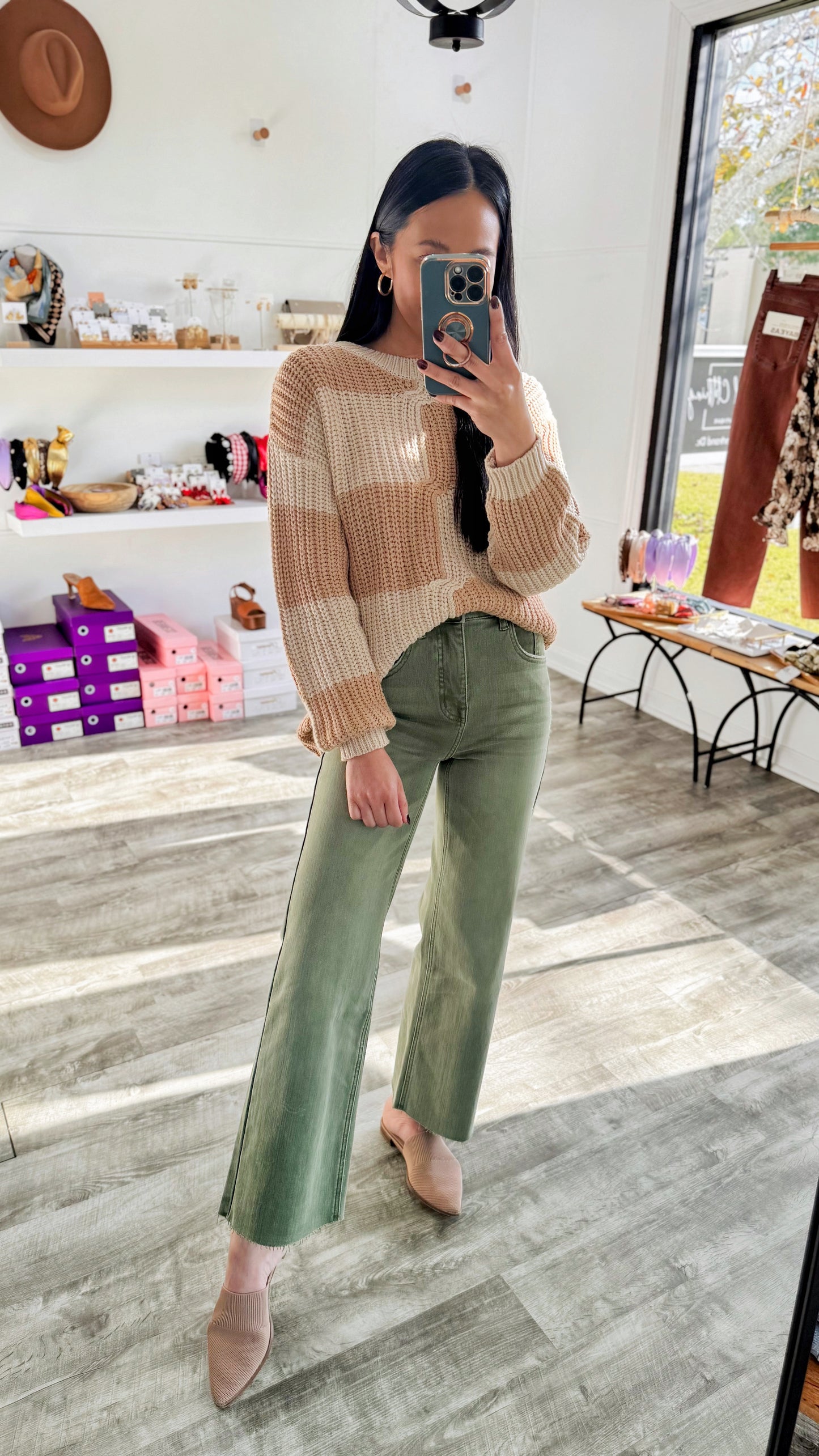 Olive Slim Wide Denim