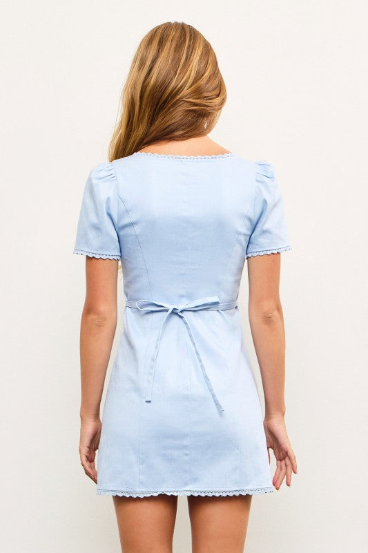 Blue Button Front Dress