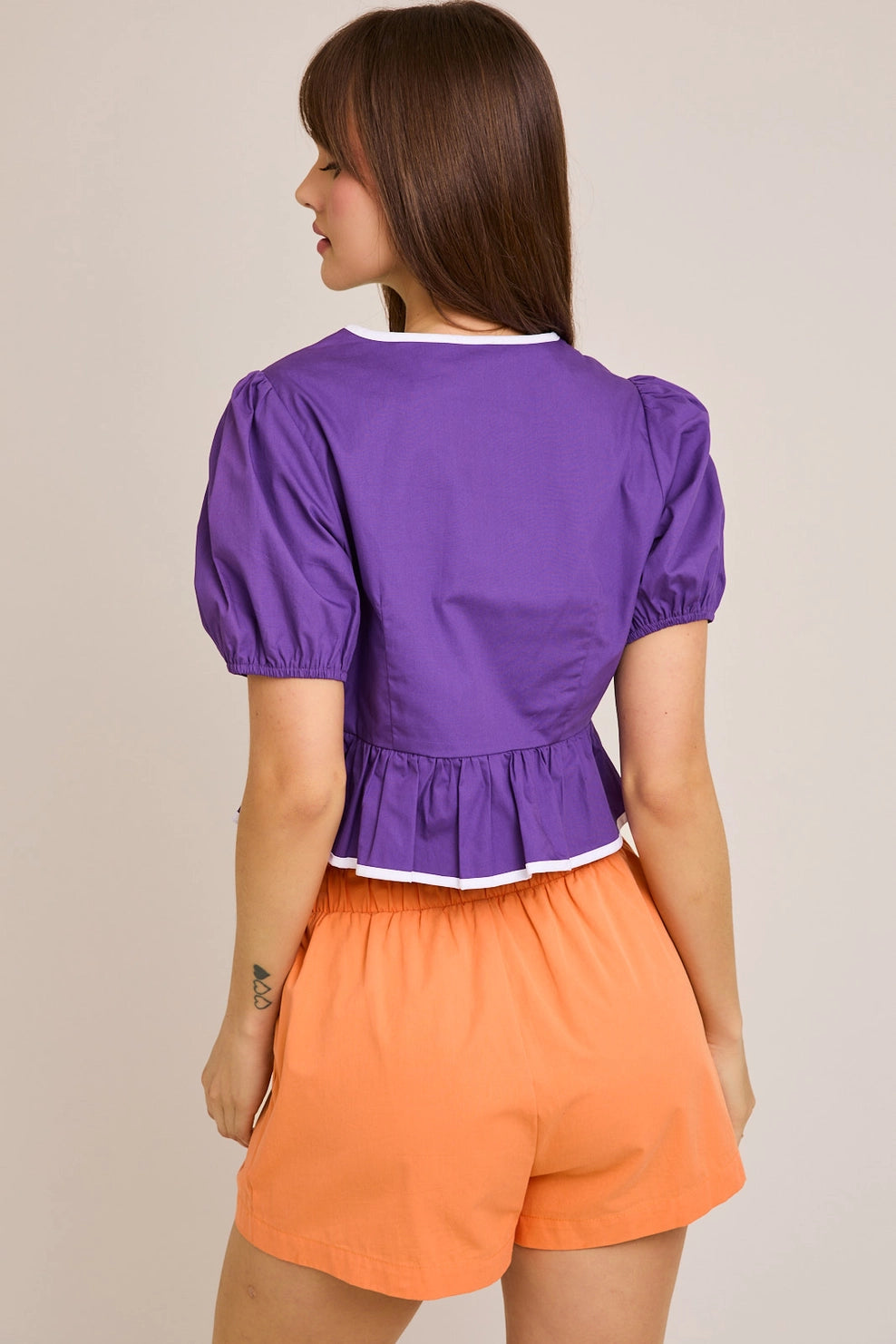 Contrast Purple Bow Top