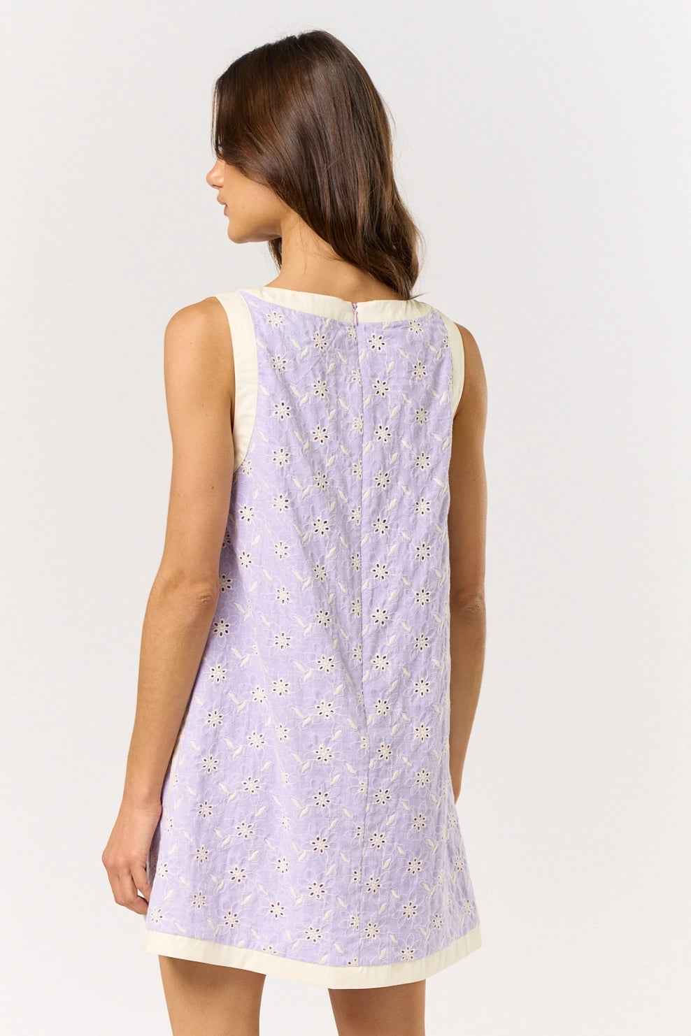Lilac Contrast Eyelet Dress