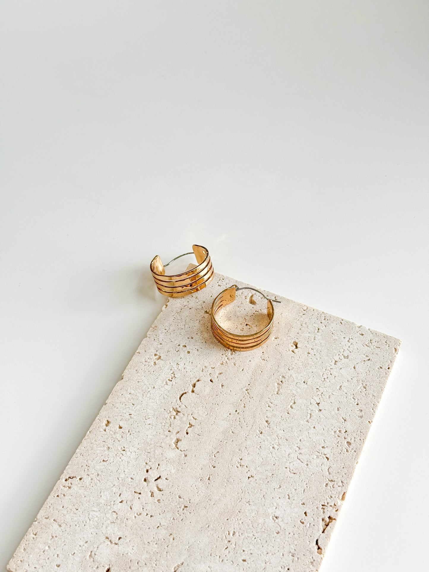 Hammered 4 Row Hoop Earrings