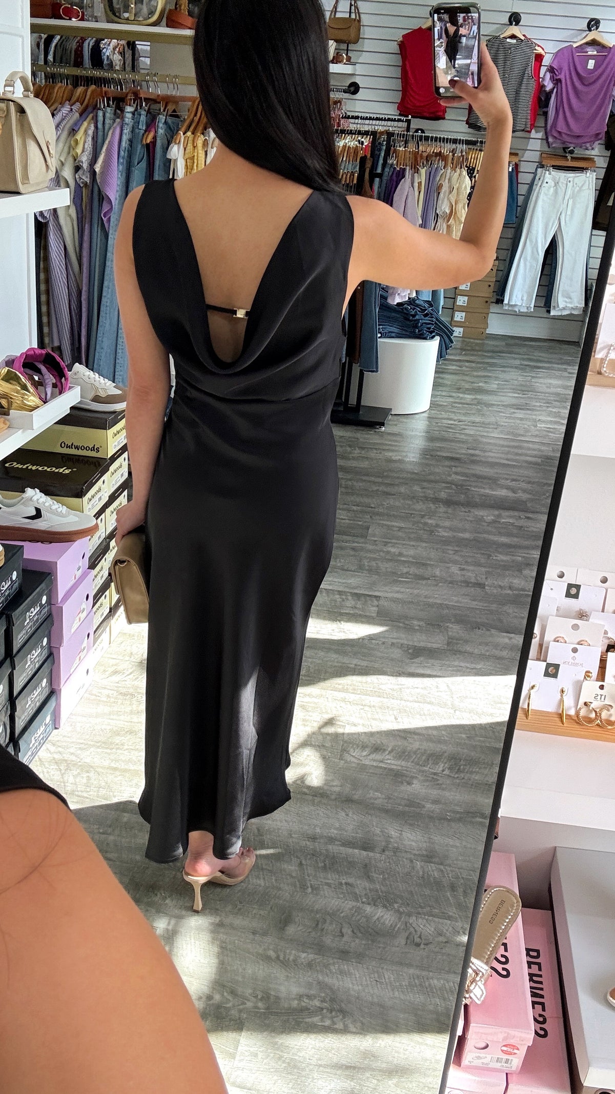 High Neck Cowl Back Dress