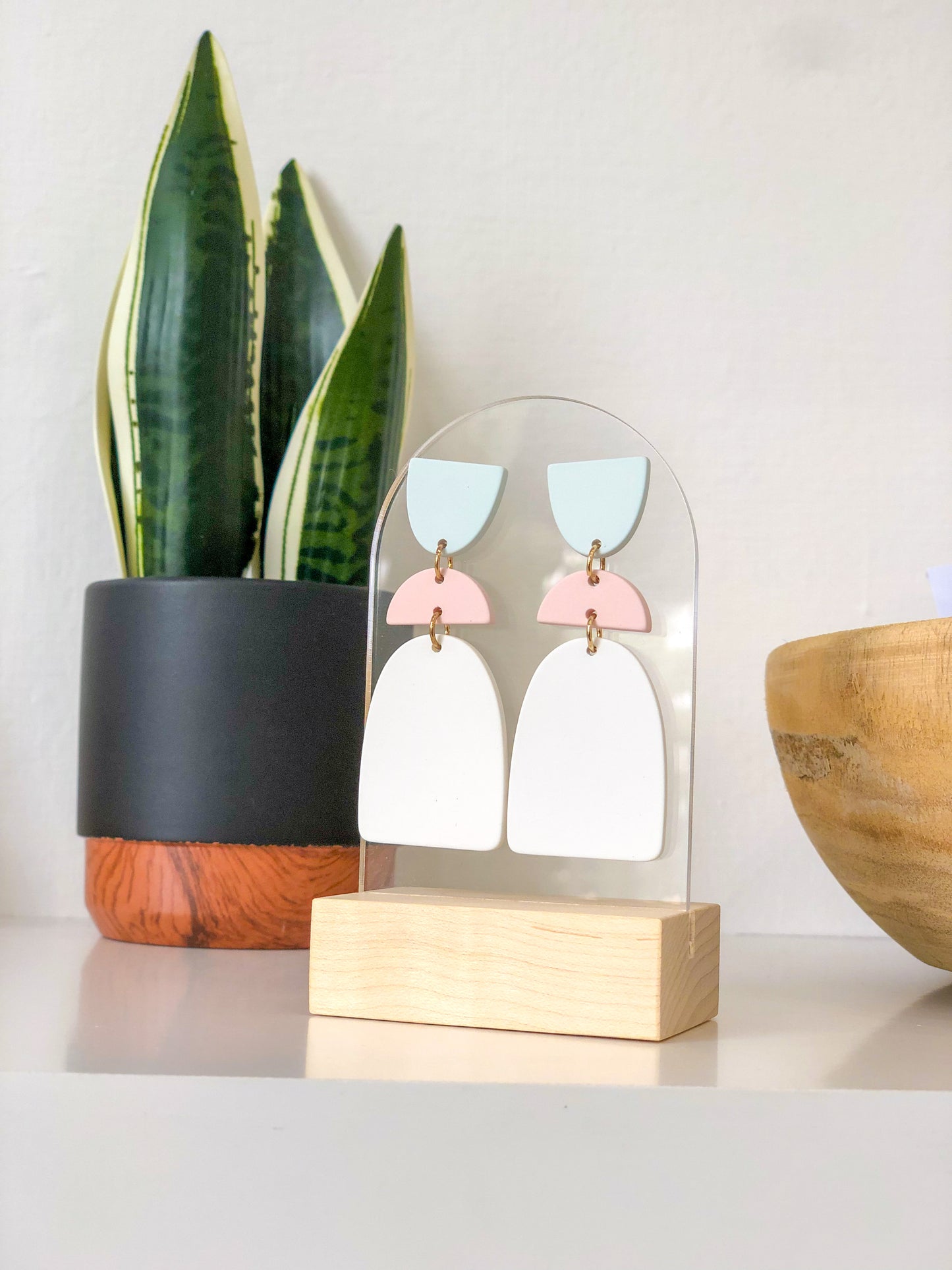 Blue & Pink Geo Drop Earrings