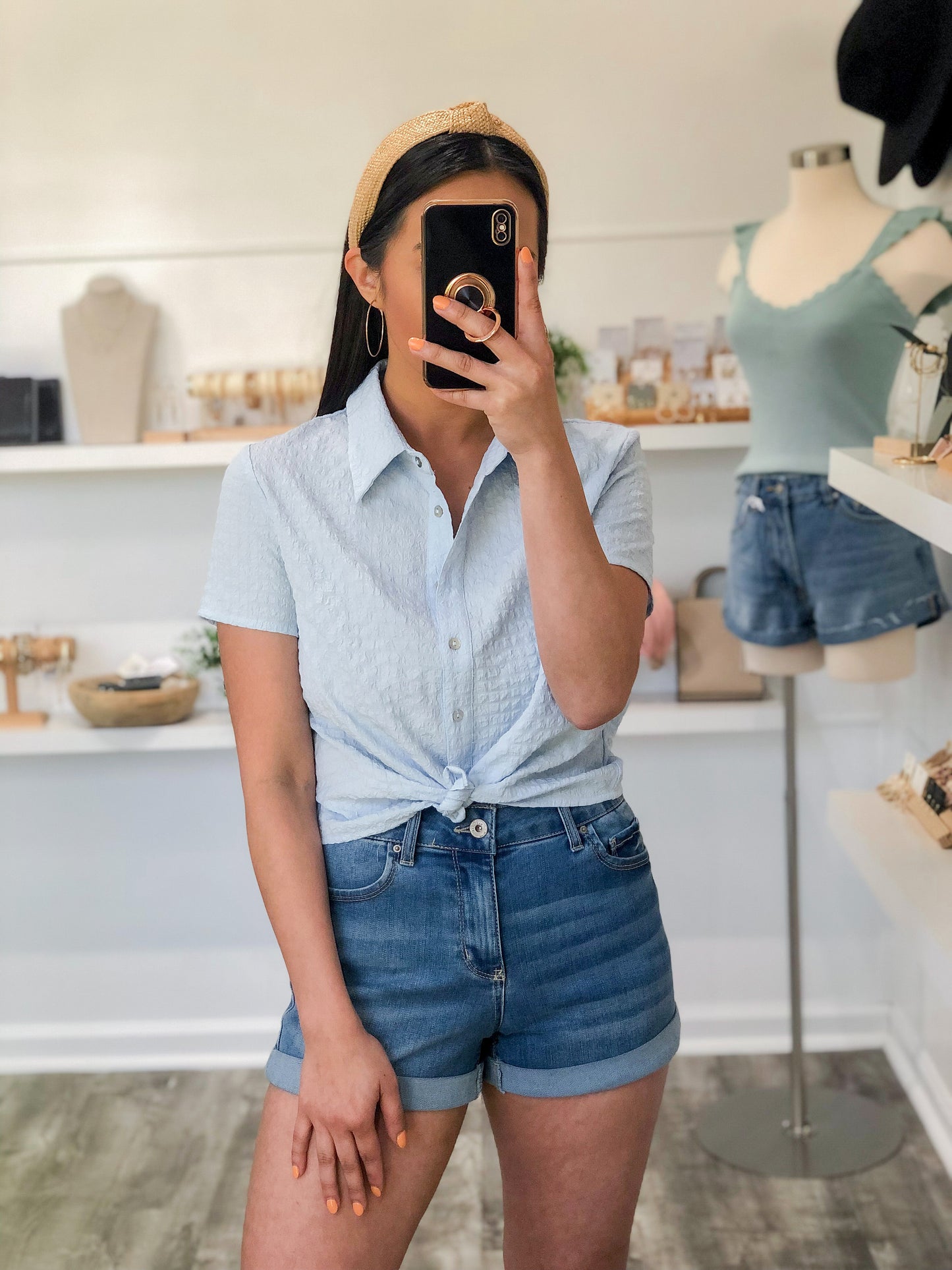 Textured Button Down Top