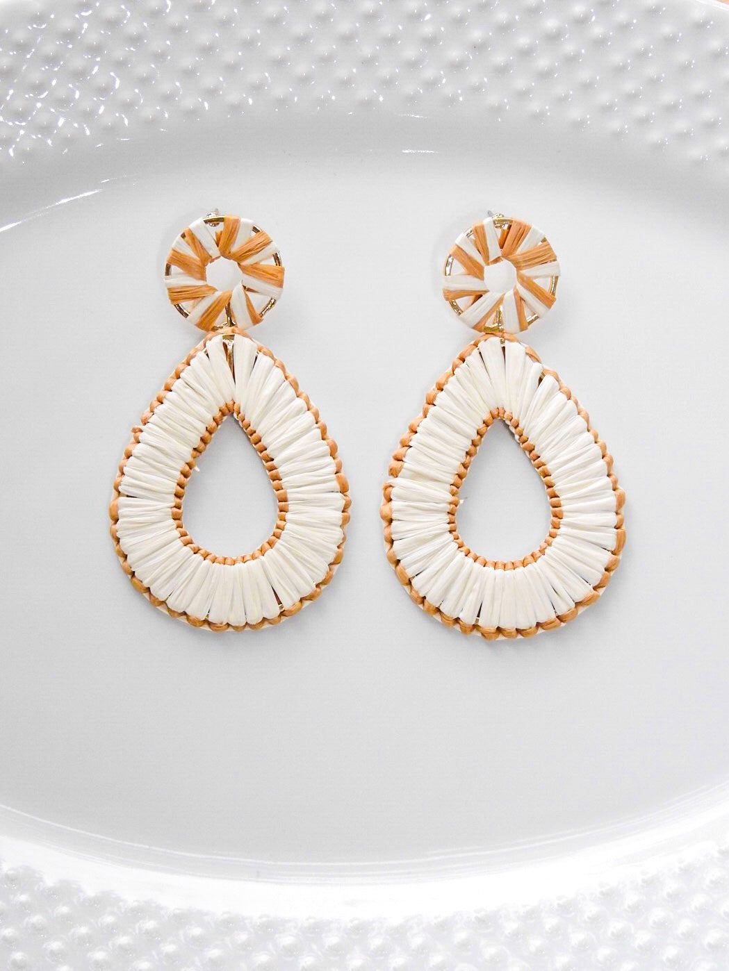 Two Tone Raffia Earrings