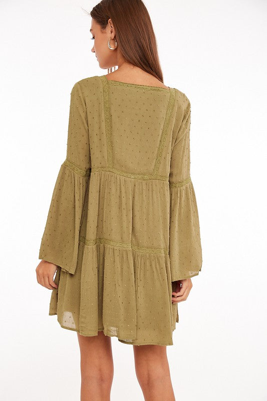 Dobby Peasant Dress