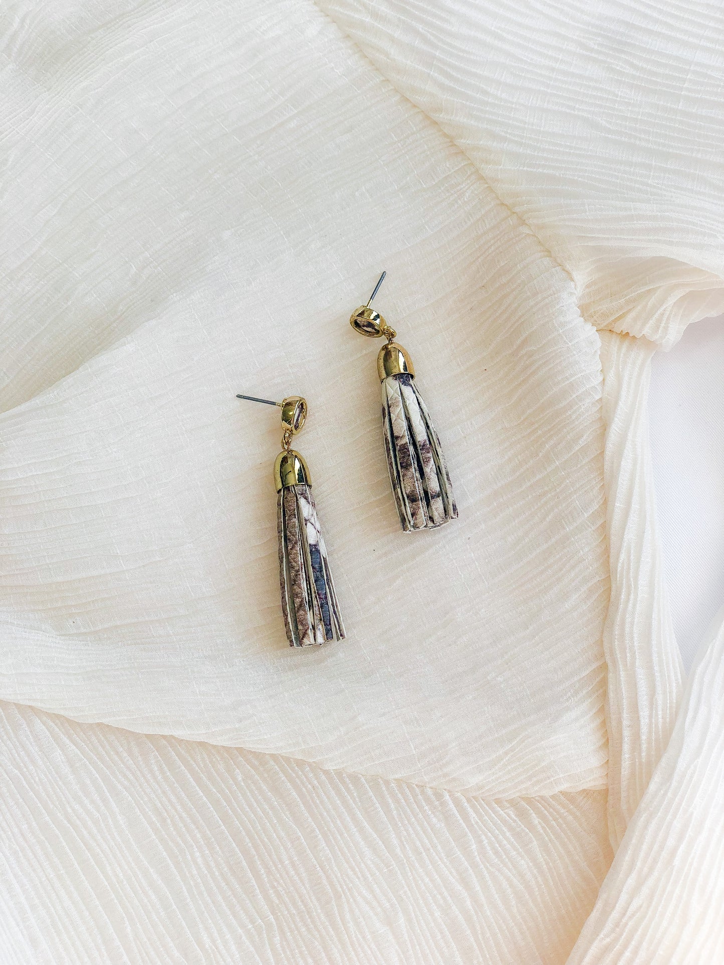 Snake Leather Tassel Earrings