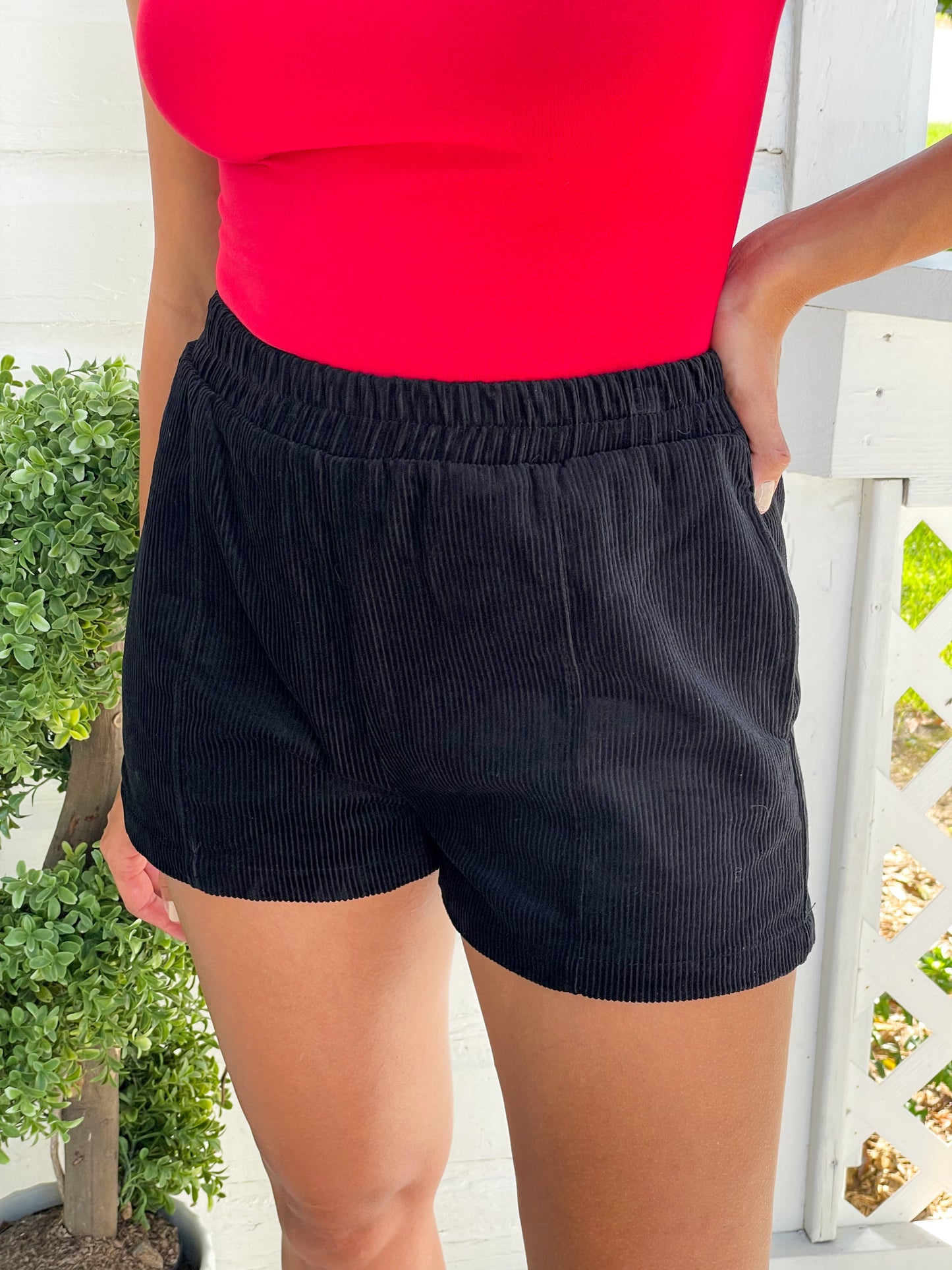 Black Corduroy Shorts