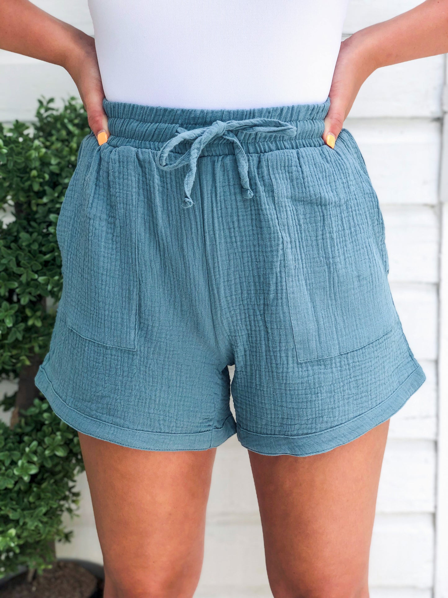 Gauze Deep Aqua Shorts