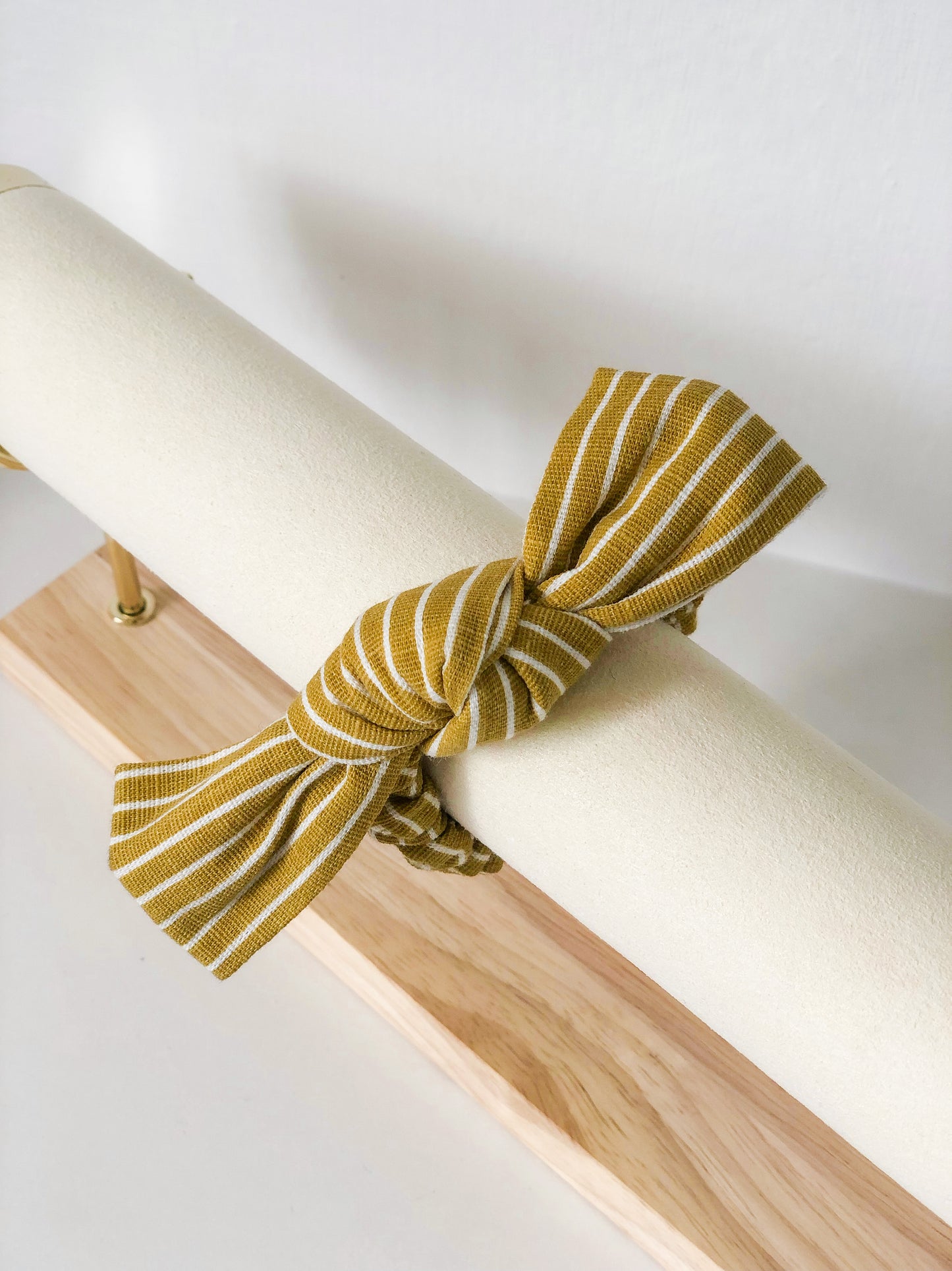 Yellow Striped Bow Scrunchie