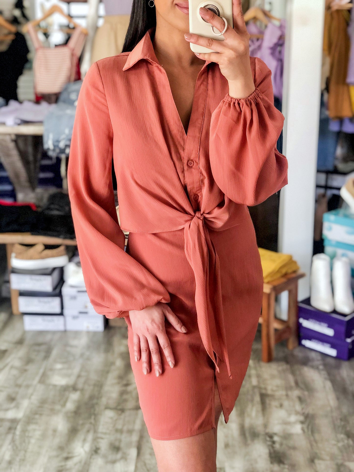 Don’t Wait Up Button Down Dress