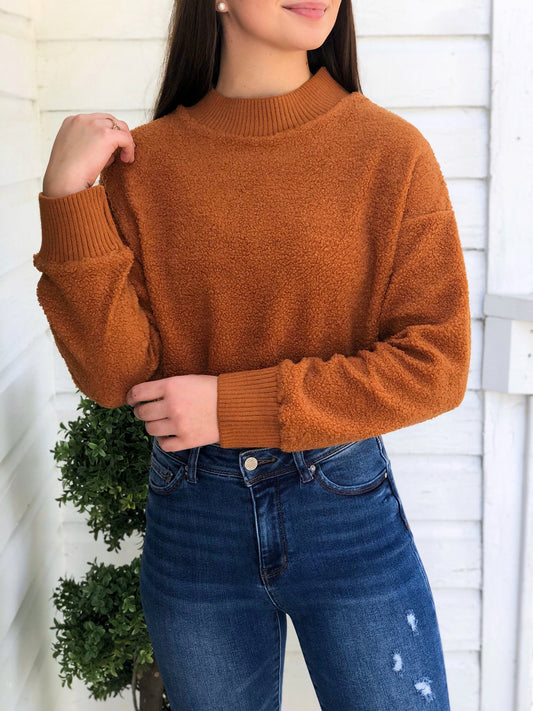Cognac Fuzzy Sweater